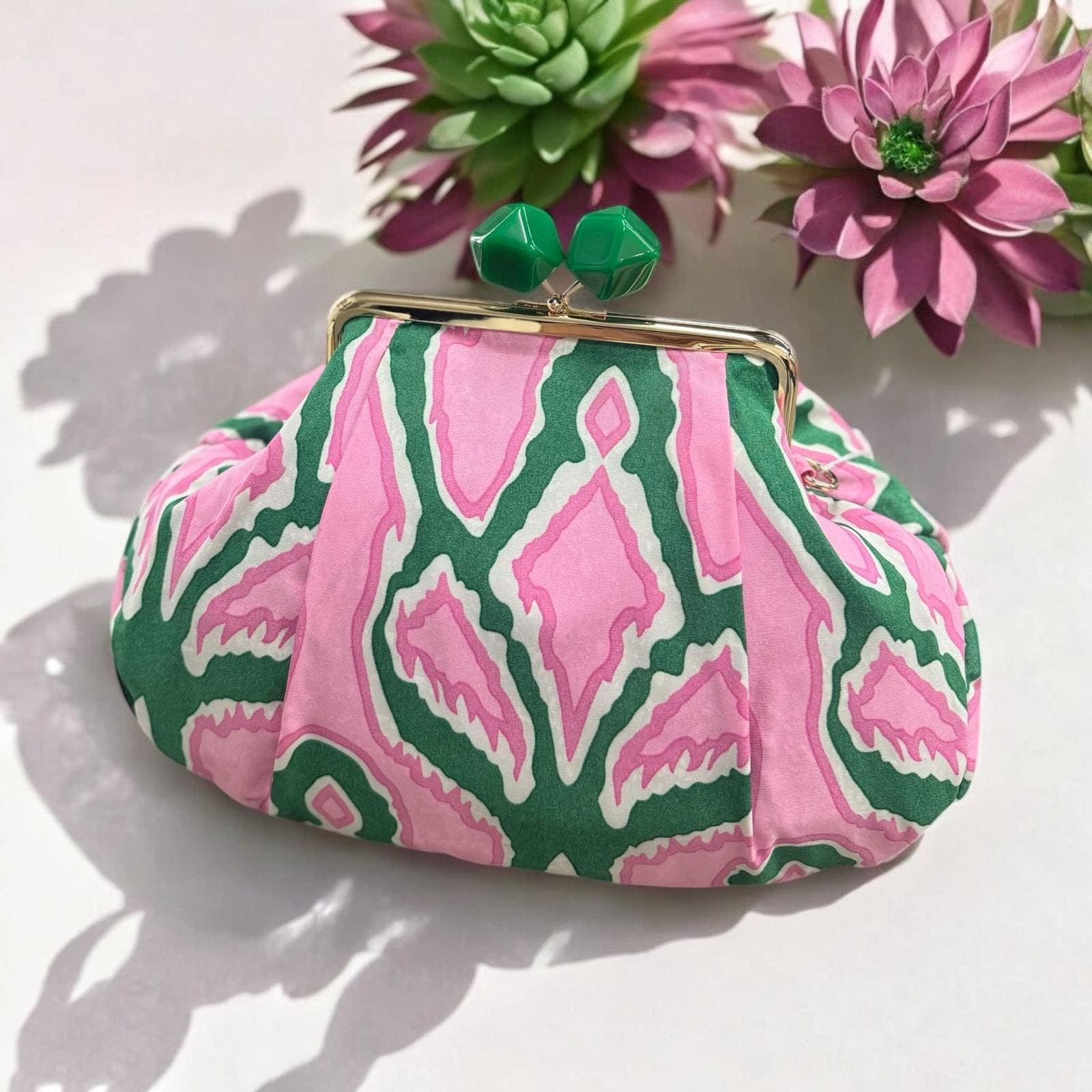 Borsa clutch in tessuto cotone con fantasie astratte