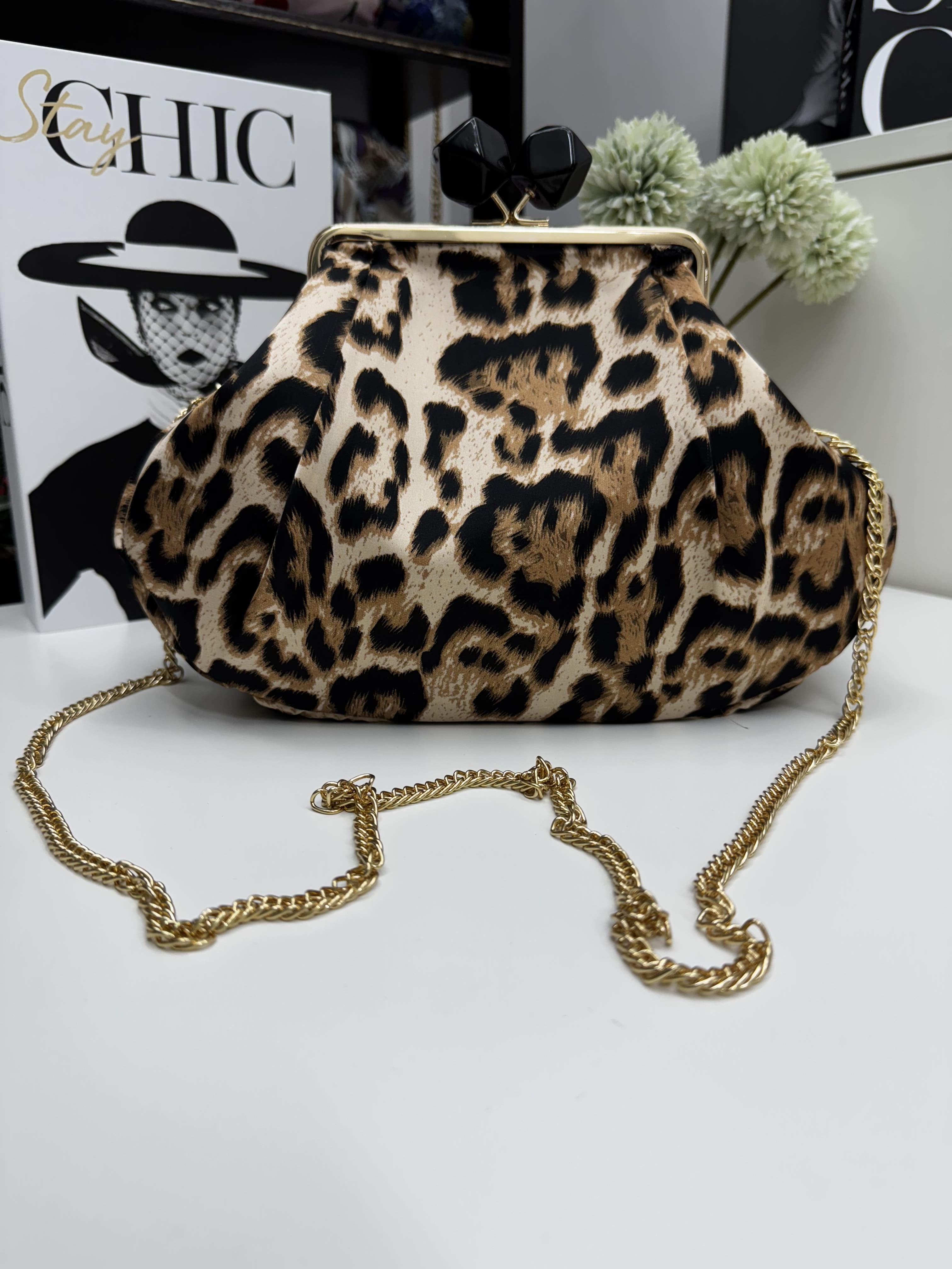 Borsa clutch maculata in cotone