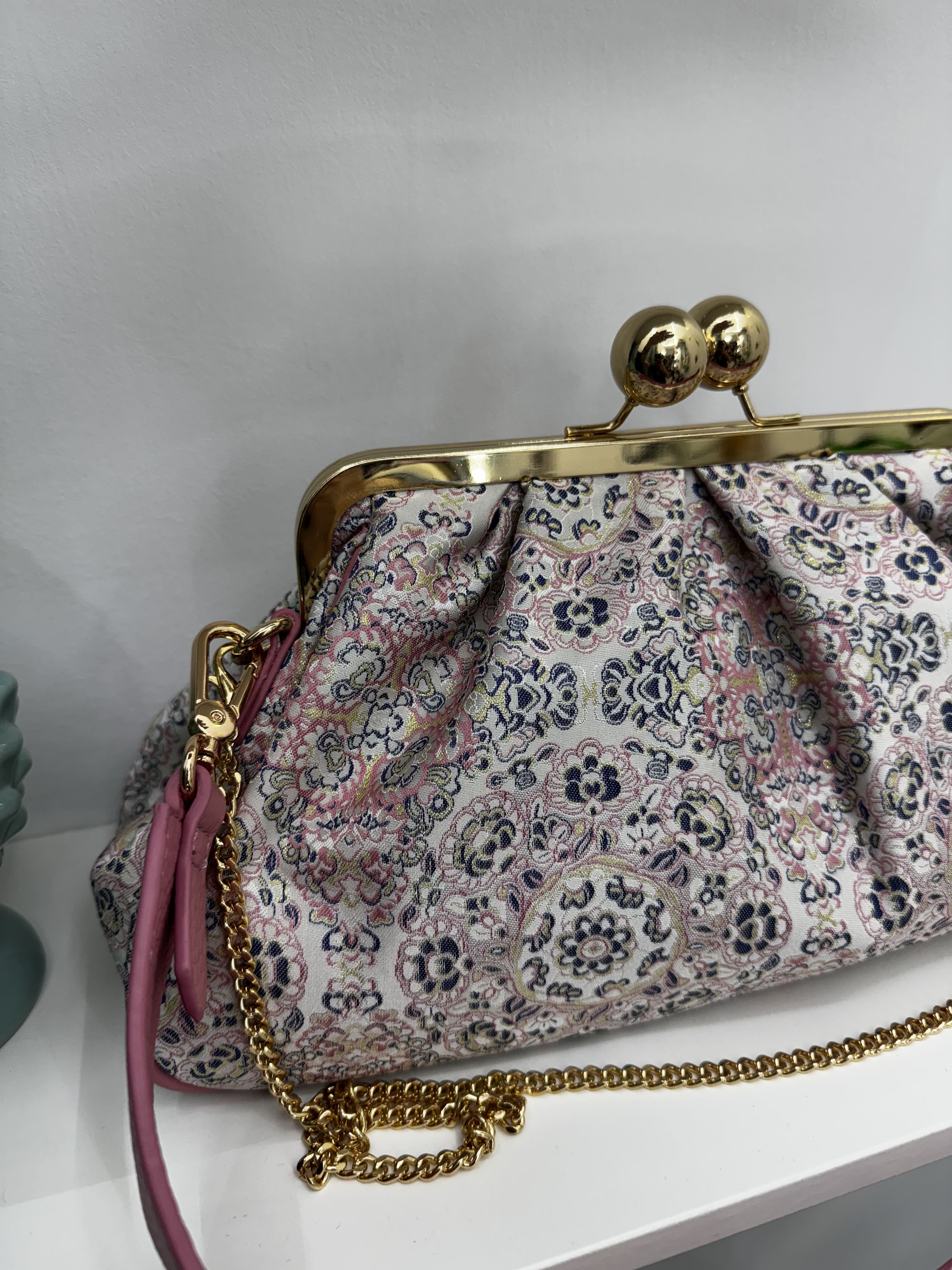 Borsa clutch in jaquard con motivo floreale