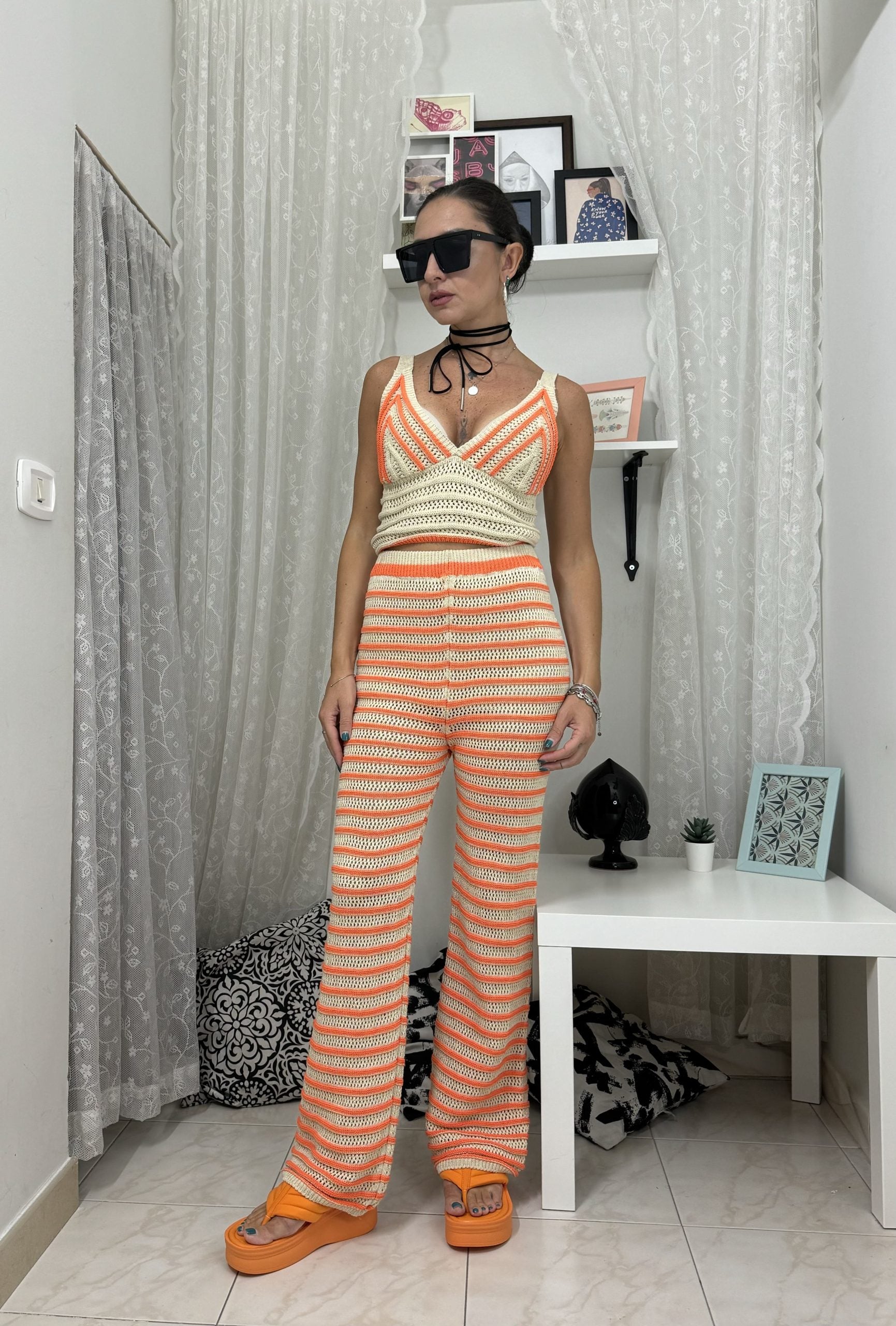 Coordinato in crochet traforato