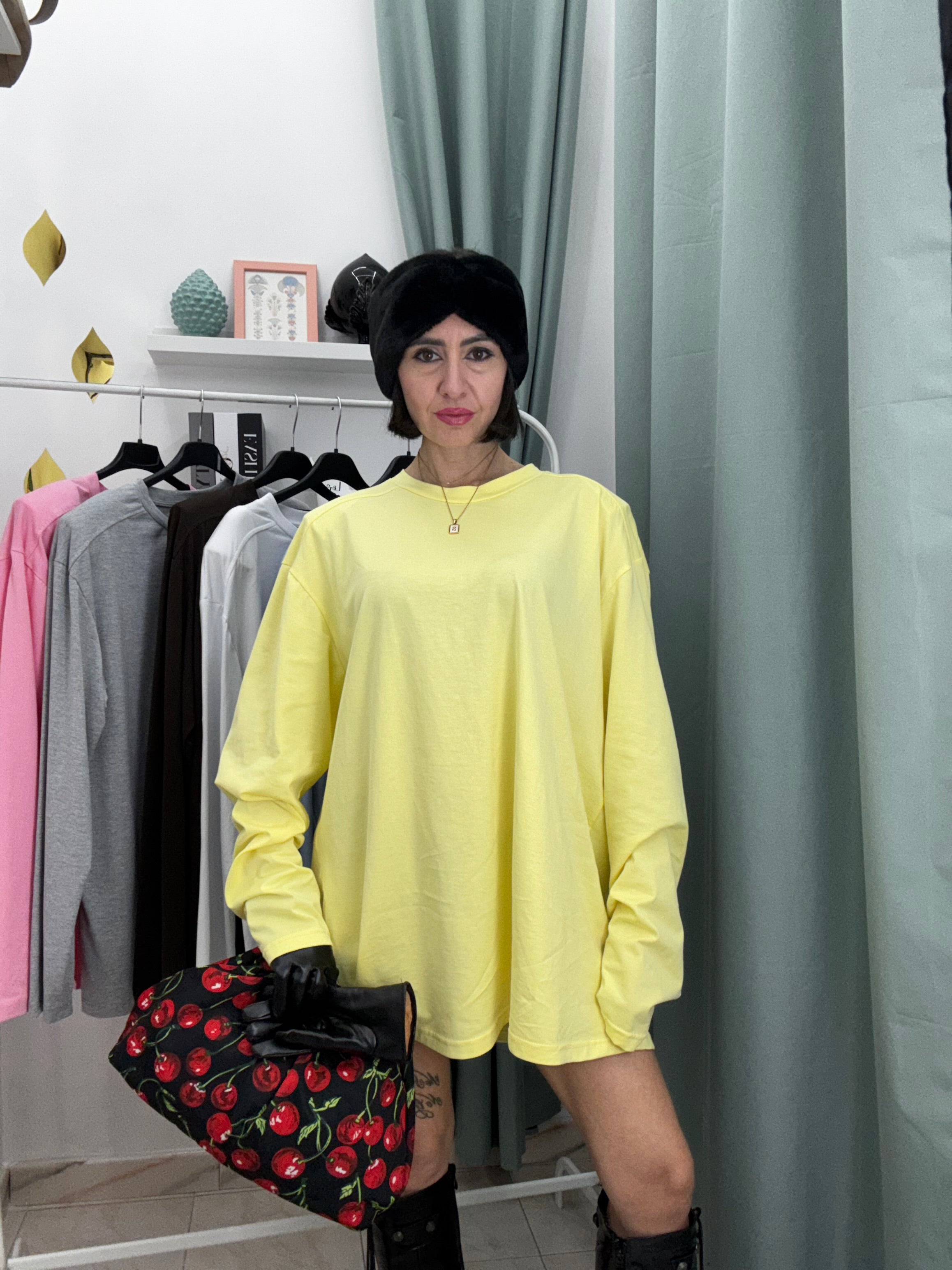 Maxi Maglia Longsleeve Donna Just West in Cotone 100% con Spalline Strutturate