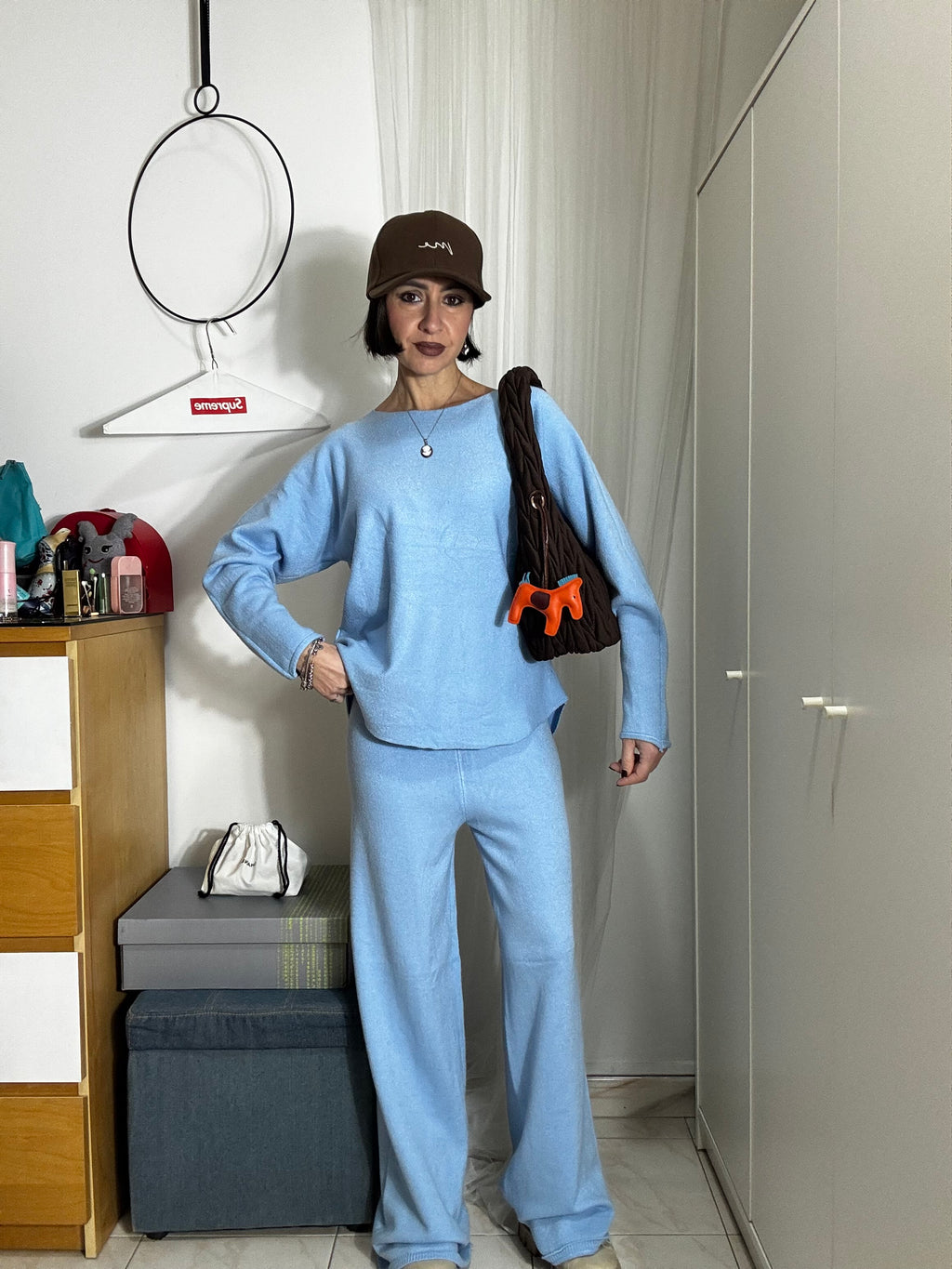 Coordinato in Maglia Donna Elasticizzato – Maglia Girocollo e Pantalone