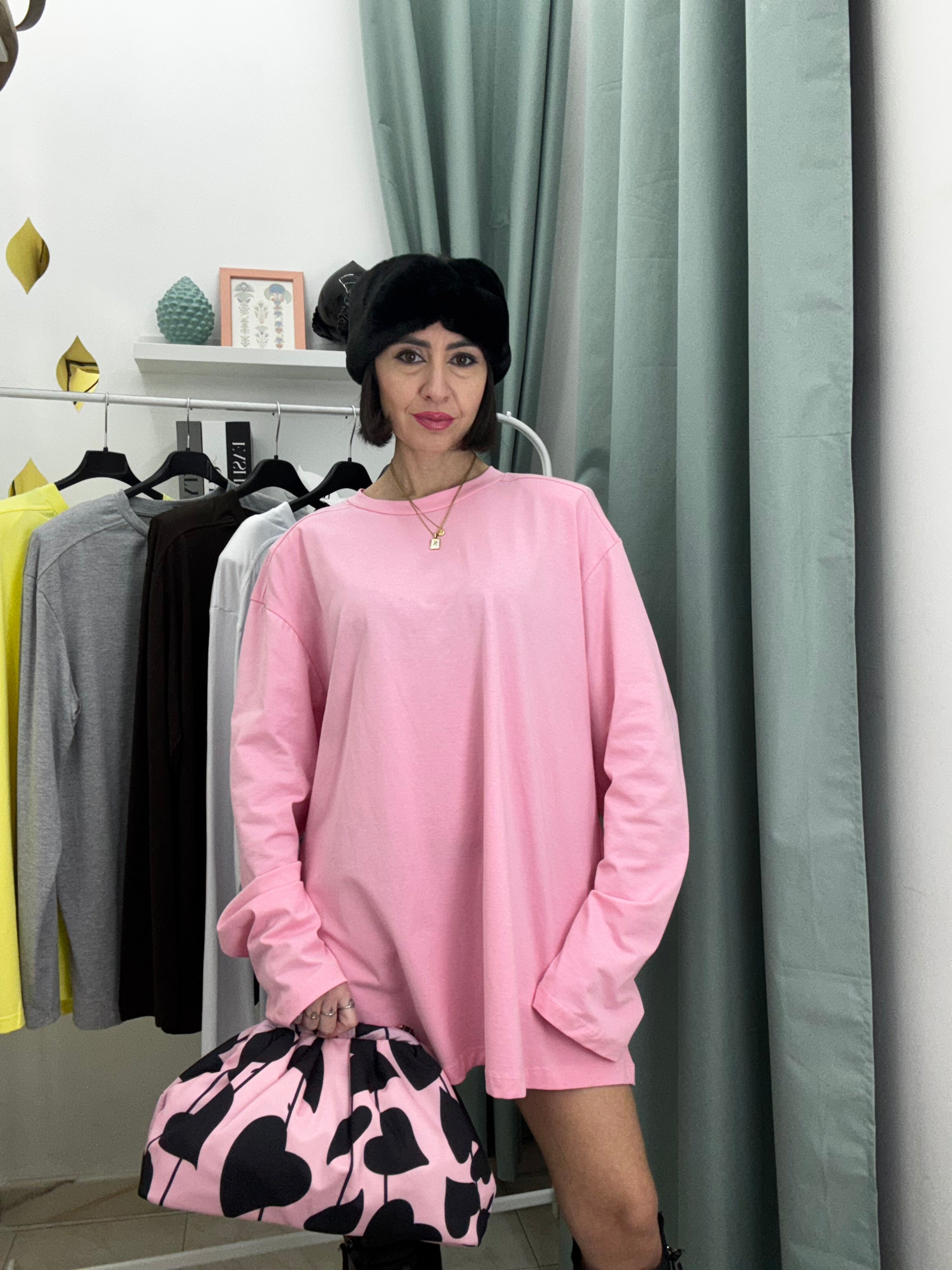 Maxi Maglia Longsleeve Donna Just West in Cotone 100% con Spalline Strutturate