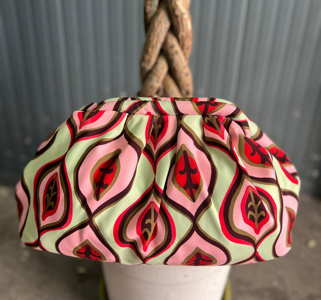 Borsa Clutch Donna in Tessuto Rasato con Tracolla a Catena