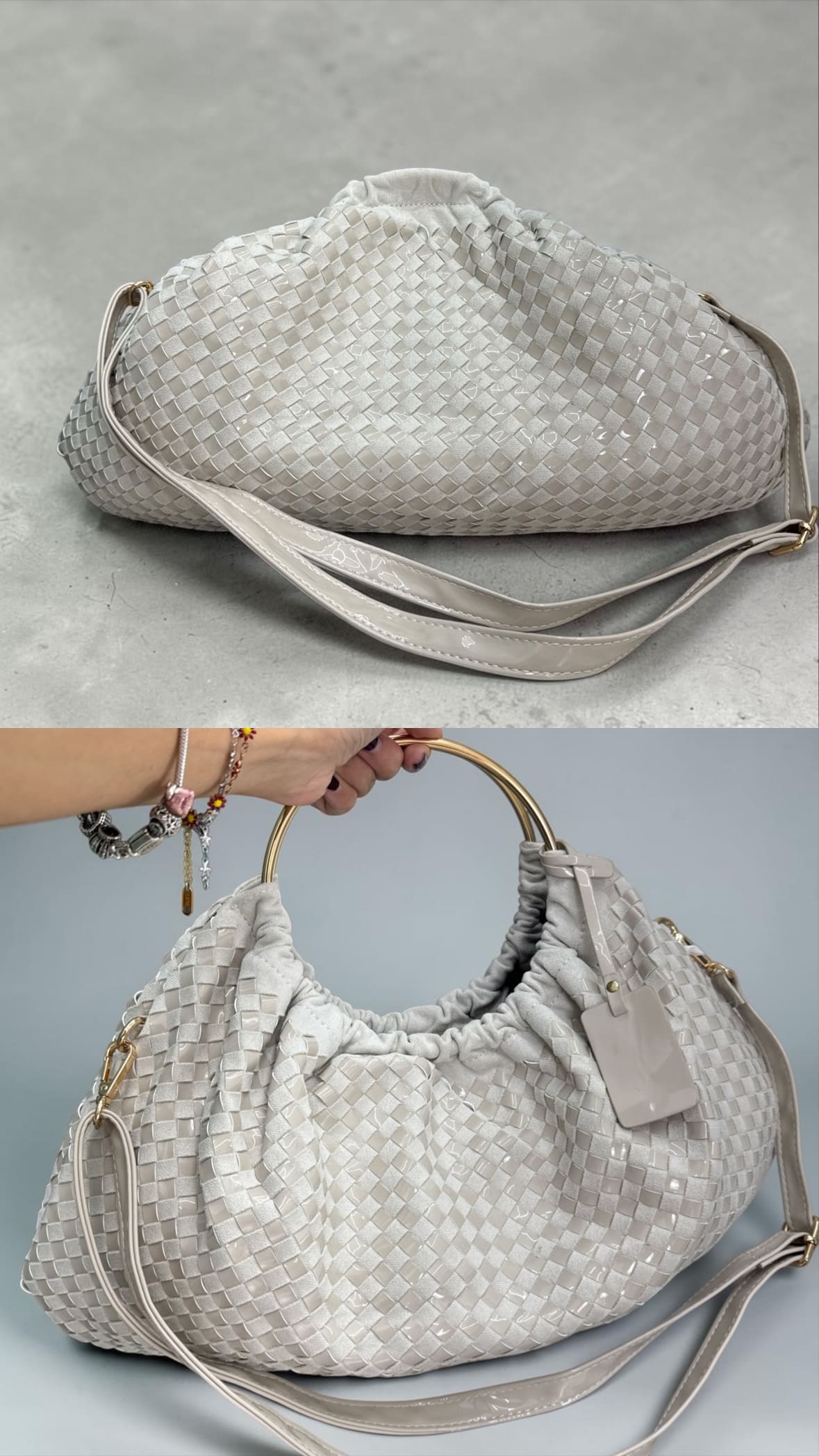 Maxi Clutch Intrecciata 2 in 1 in Camoscio Ecologico e Similpelle