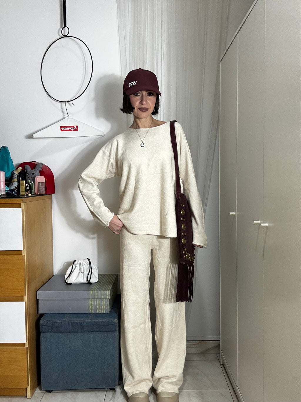 Coordinato in Maglia Donna Elasticizzato – Maglia Girocollo e Pantalone