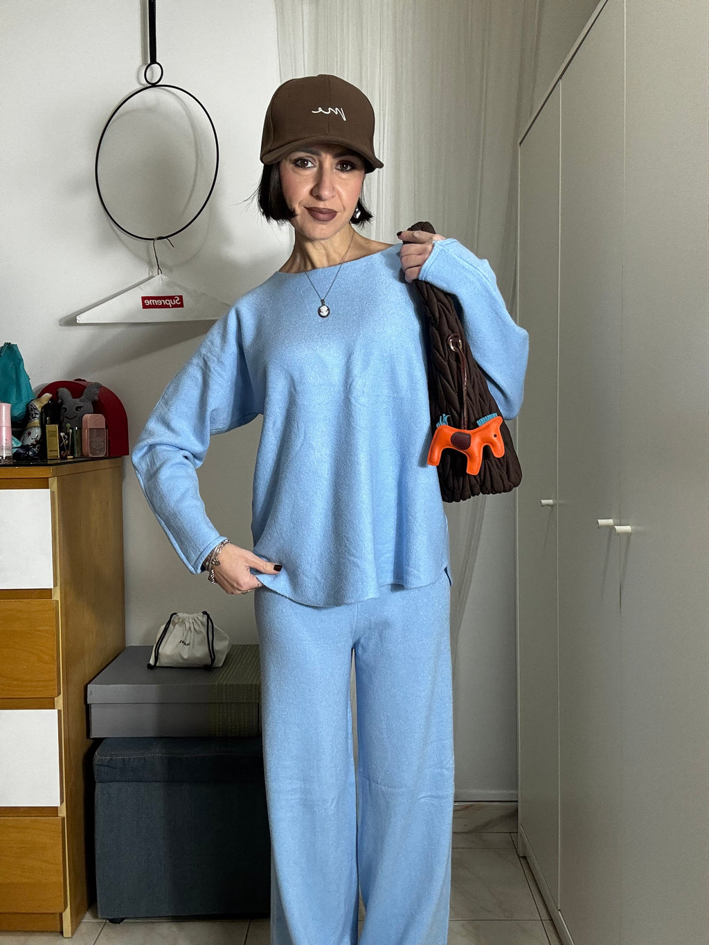 Coordinato in Maglia Donna Elasticizzato – Maglia Girocollo e Pantalone