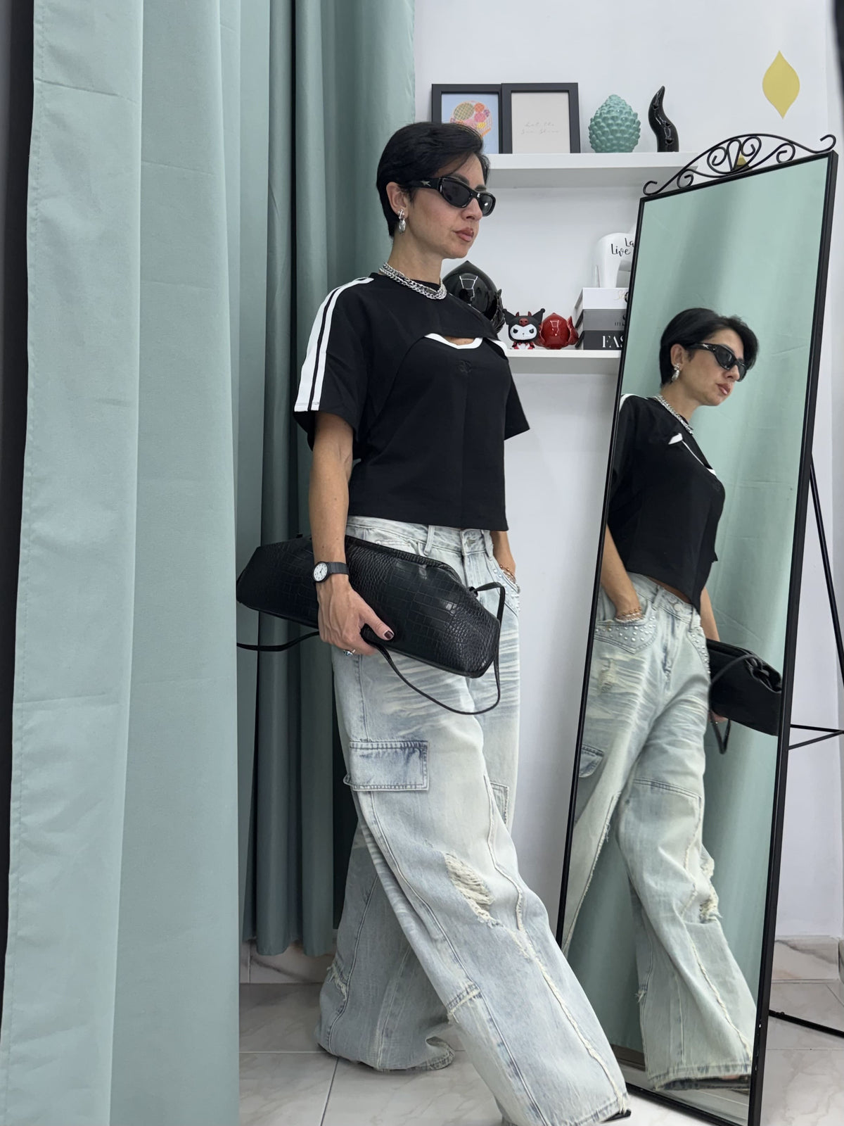Set T-Shirt 2 Pezzi in Cotone: Canotta con Coprispalle e Bande Laterali