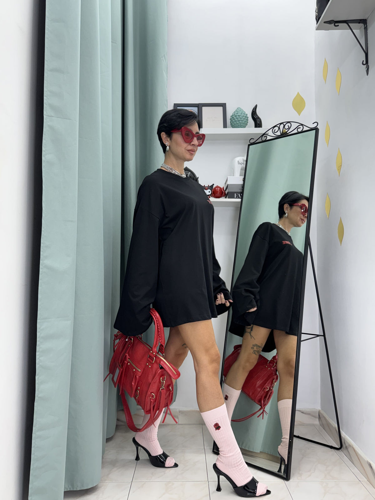 Maxi Maglia Oversized 100% Cotone Just West con Stampa Back
