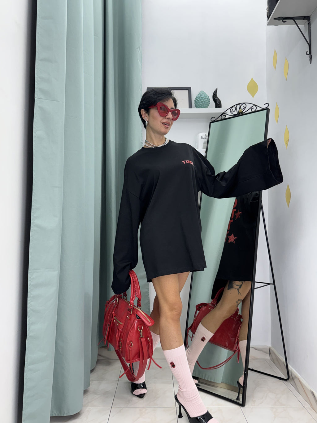 Maxi Maglia Oversized 100% Cotone Just West con Stampa Back