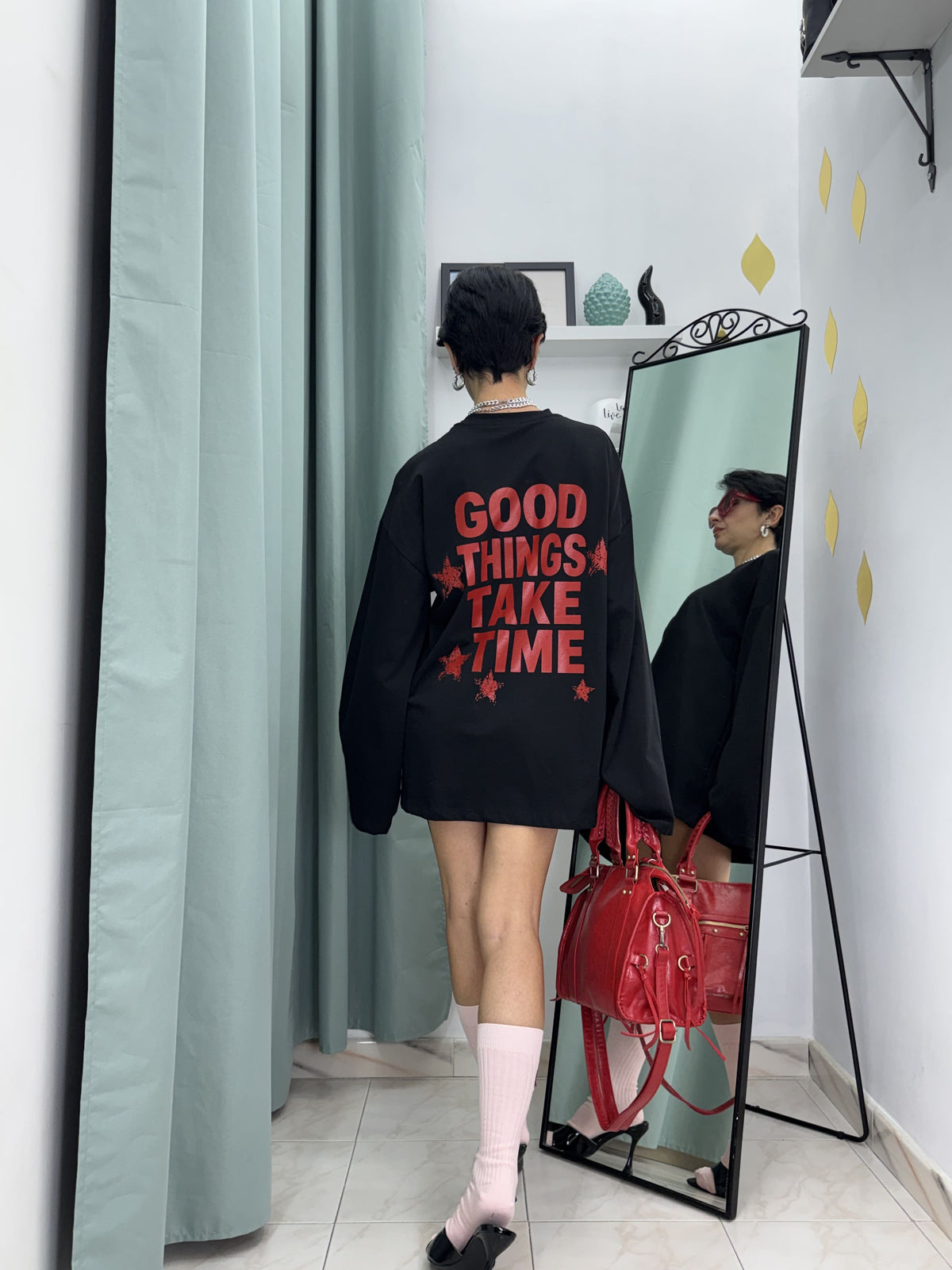 Maxi Maglia Oversized 100% Cotone Just West con Stampa Back