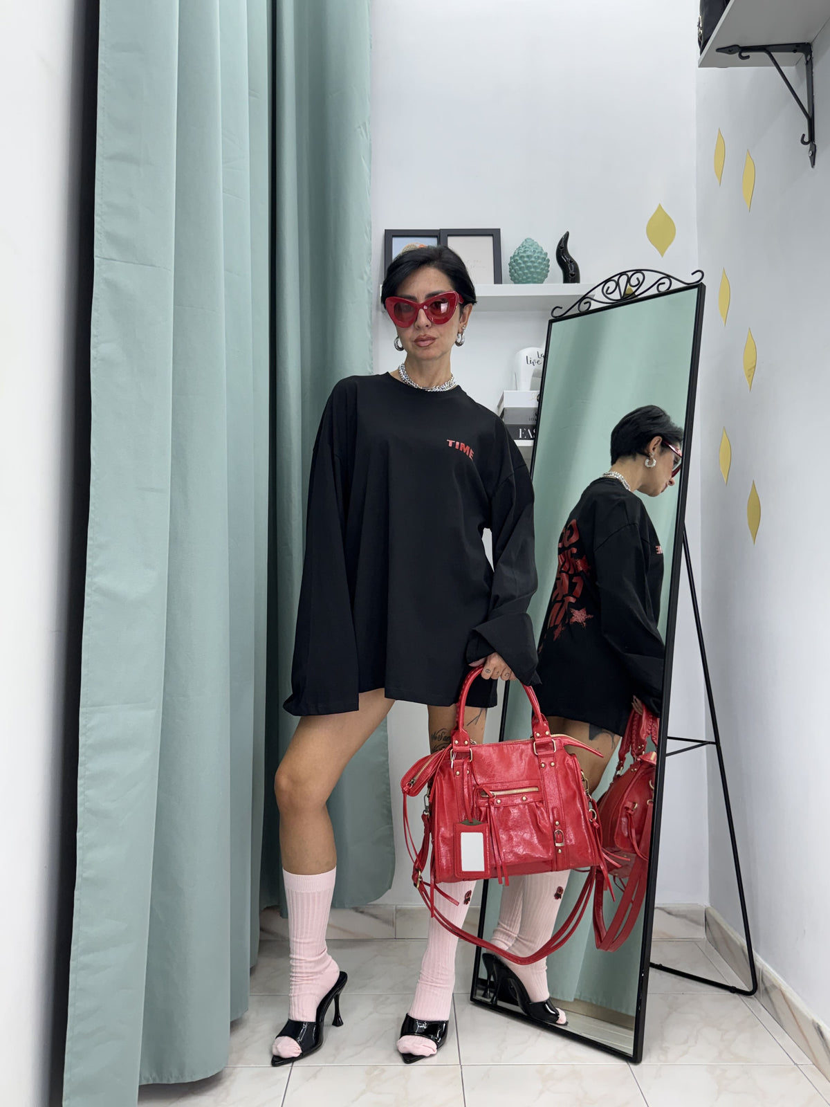 Maxi Maglia Oversized 100% Cotone Just West con Stampa Back