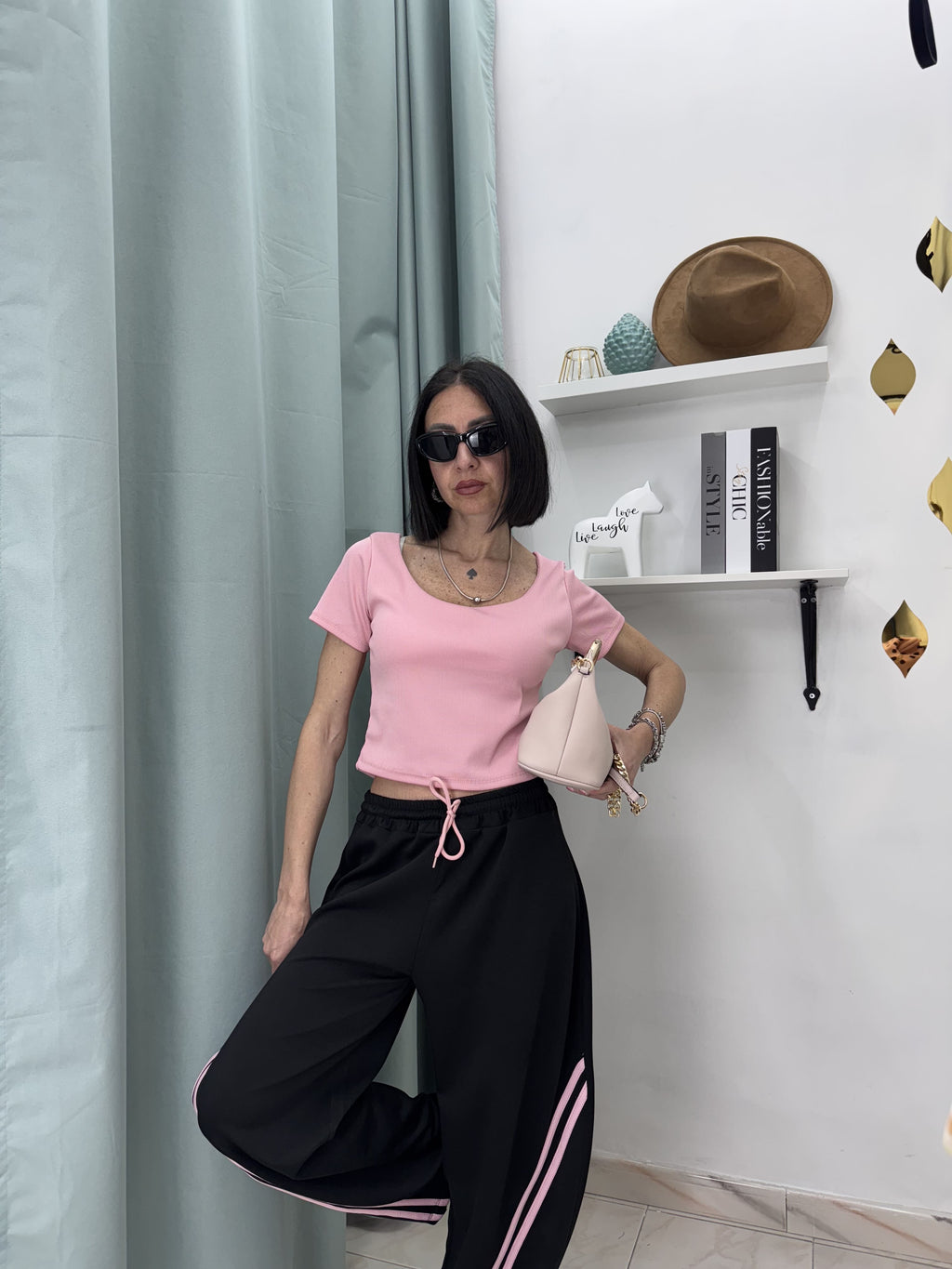 Set Sportivo "Double Stripe" – Crop Top & Pantalone Balloon