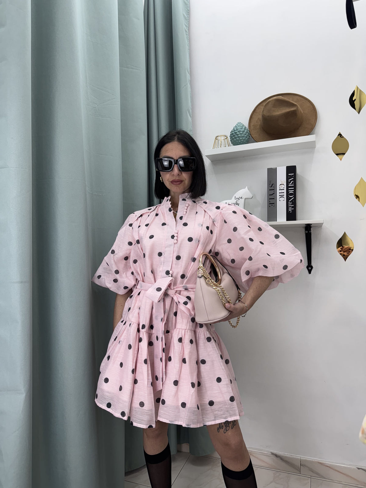 Abito Mini "Polka Dot" in Organza – Romanticismo e Volume Chic