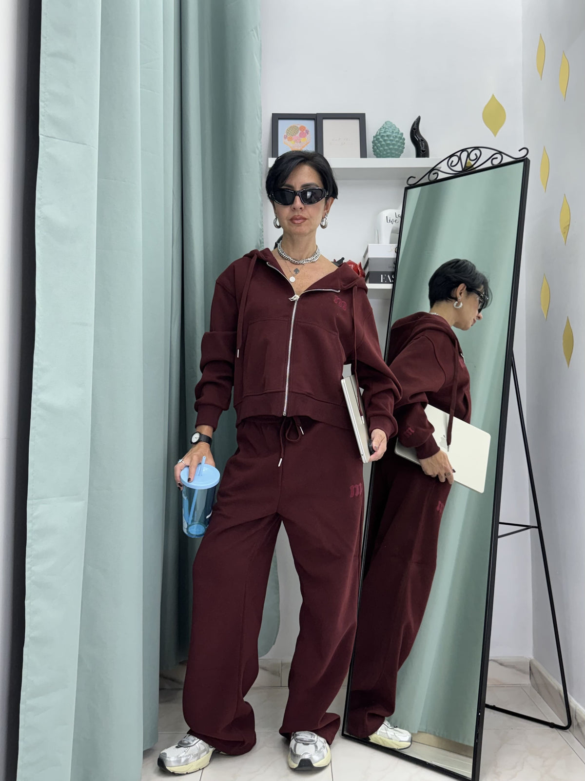 Coordinato Tuta Donna Moonkiss in Cotone – Felpa con Zip e Pantaloni Comfy (SM/ML)