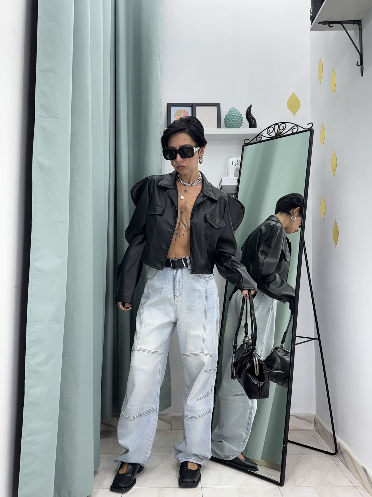 Jeans Balloon "Utility Stretch" con Cintura – Lavaggio Chiaro