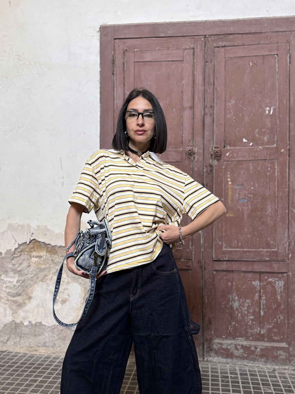 Polo a Righe Boxy Fit: Il Crop Top Retro in 100% Cotone