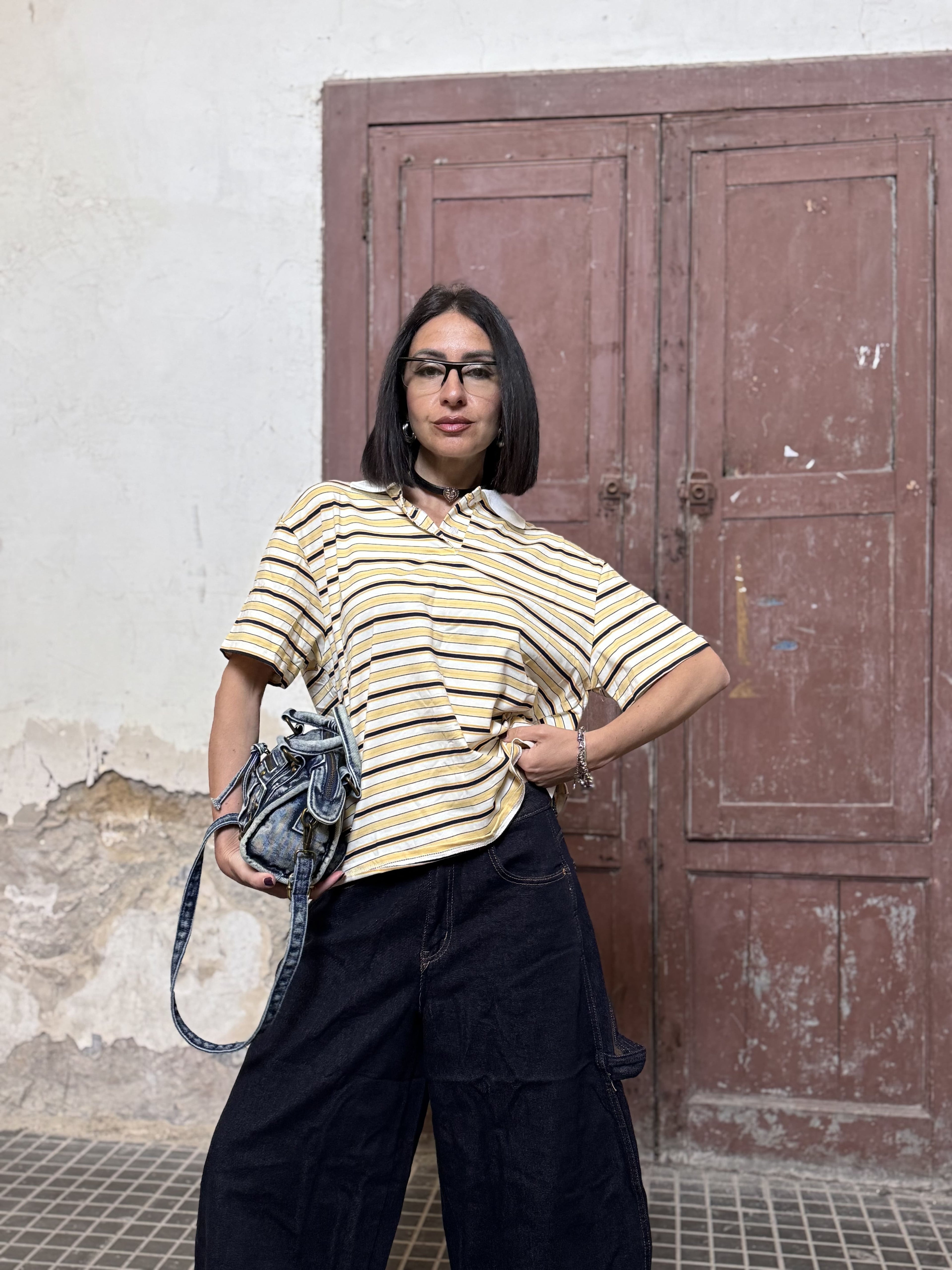 Polo a Righe Boxy Fit: Il Crop Top Retro in 100% Cotone