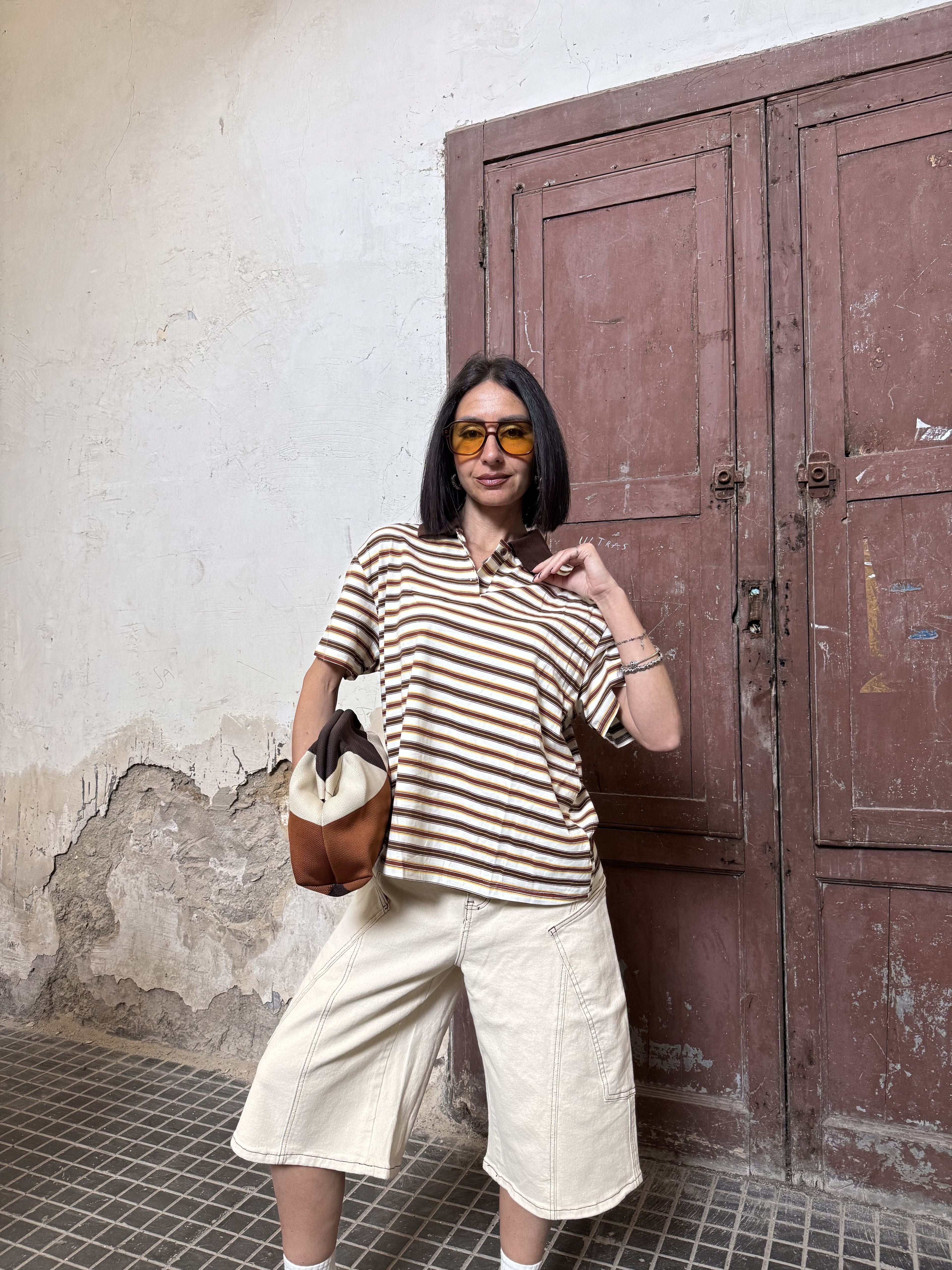 Polo a Righe Boxy Fit: Il Crop Top Retro in 100% Cotone