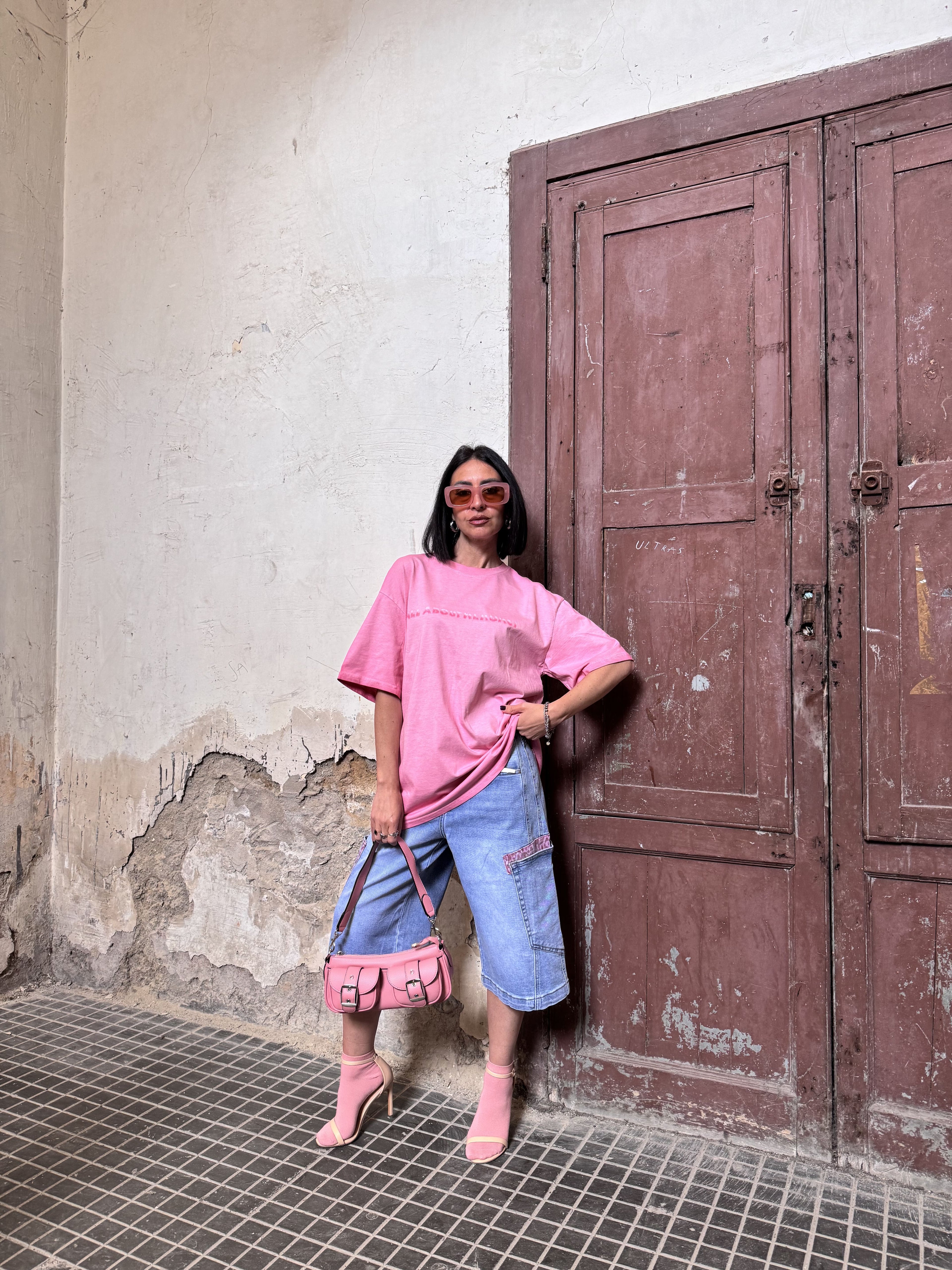 T-Shirt Oversize Rosa "Acid Wash" – 100% Cotone Street Style