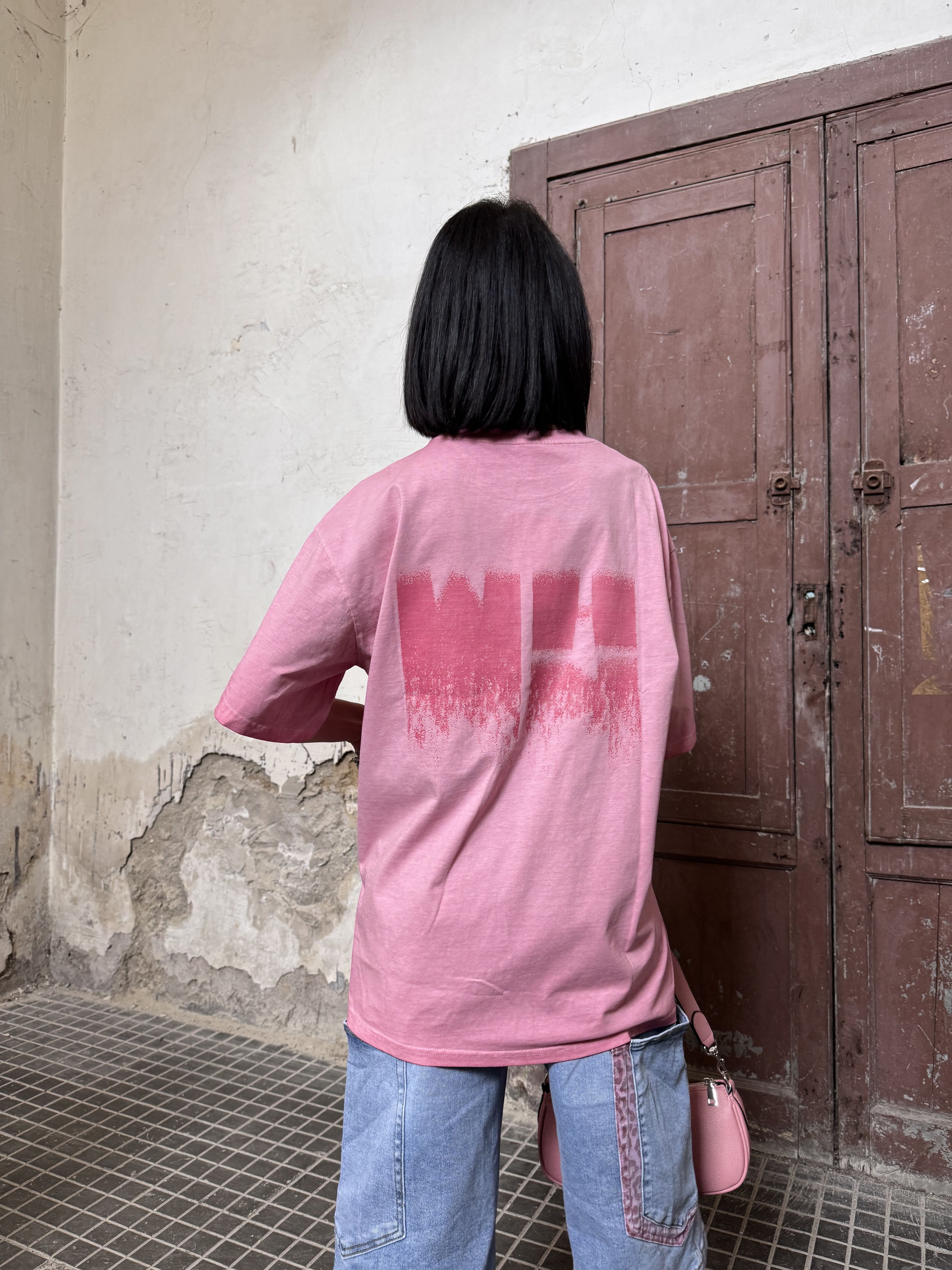 T-Shirt Oversize Rosa "Acid Wash" – 100% Cotone Street Style