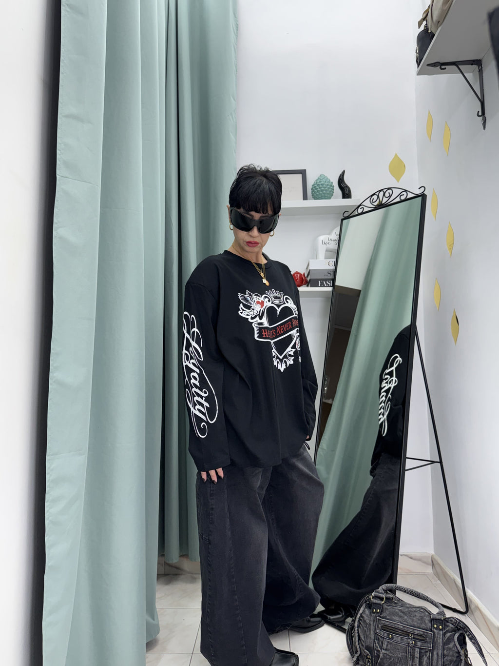 Maglia Long Sleeve Just West "Hearts Never Fade" in Cotone 100% | Taglia Unica Comfy