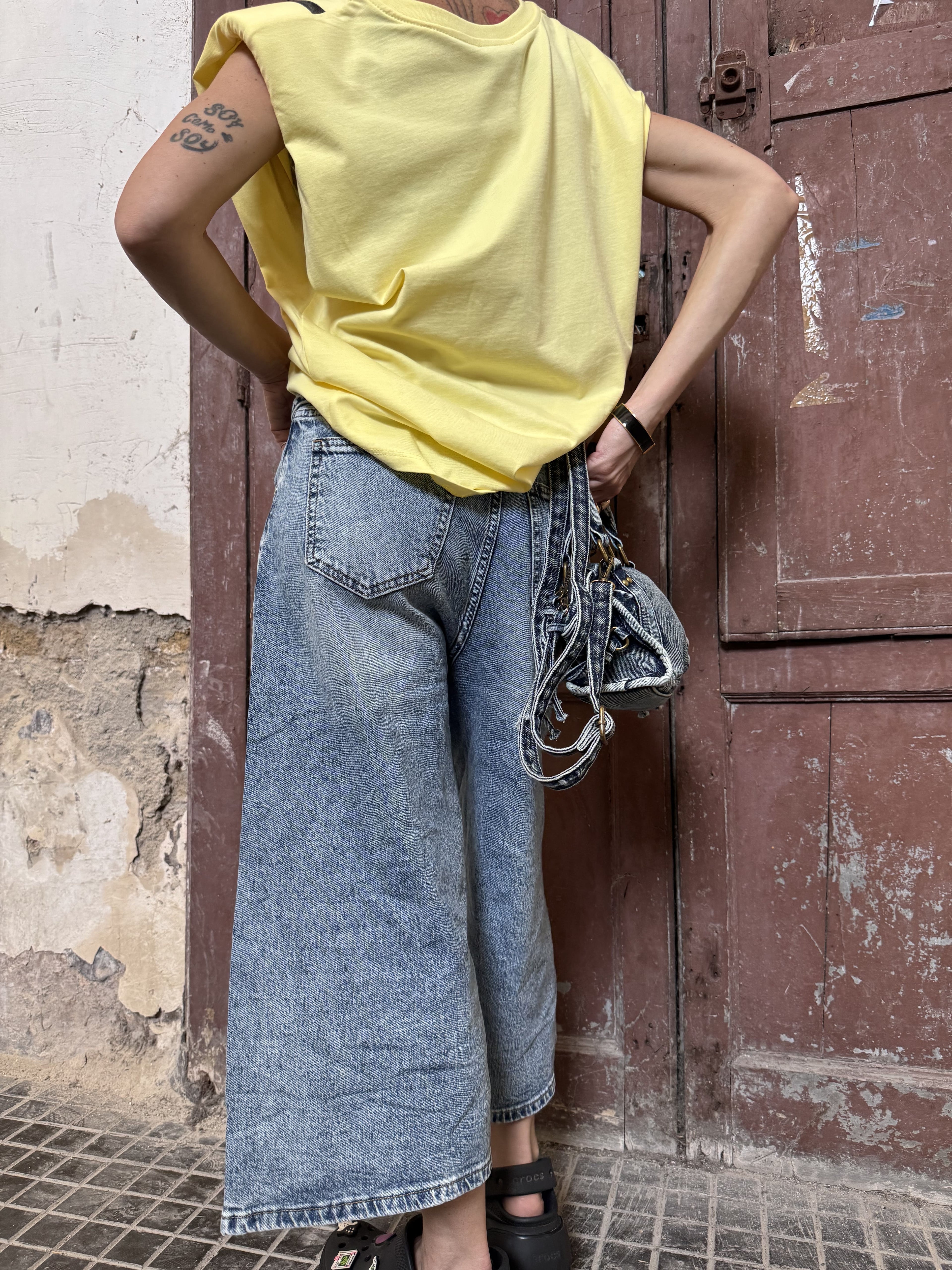 Jorts Denim Elastici con Finto Risvolto in Vita – Effetto Slavato
