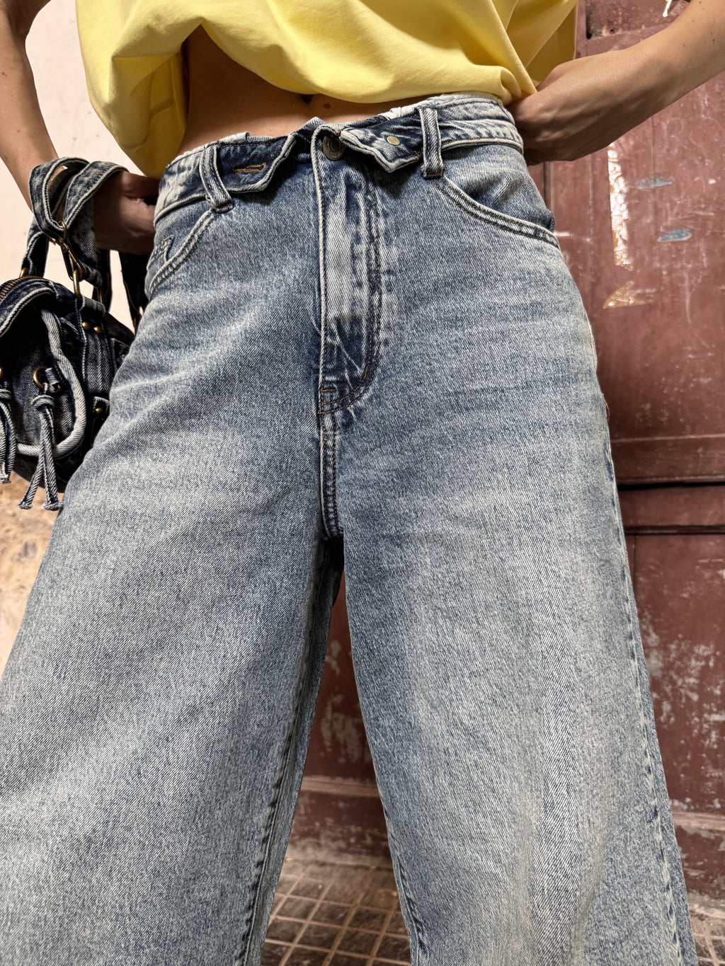 Jorts Denim Elastici con Finto Risvolto in Vita – Effetto Slavato