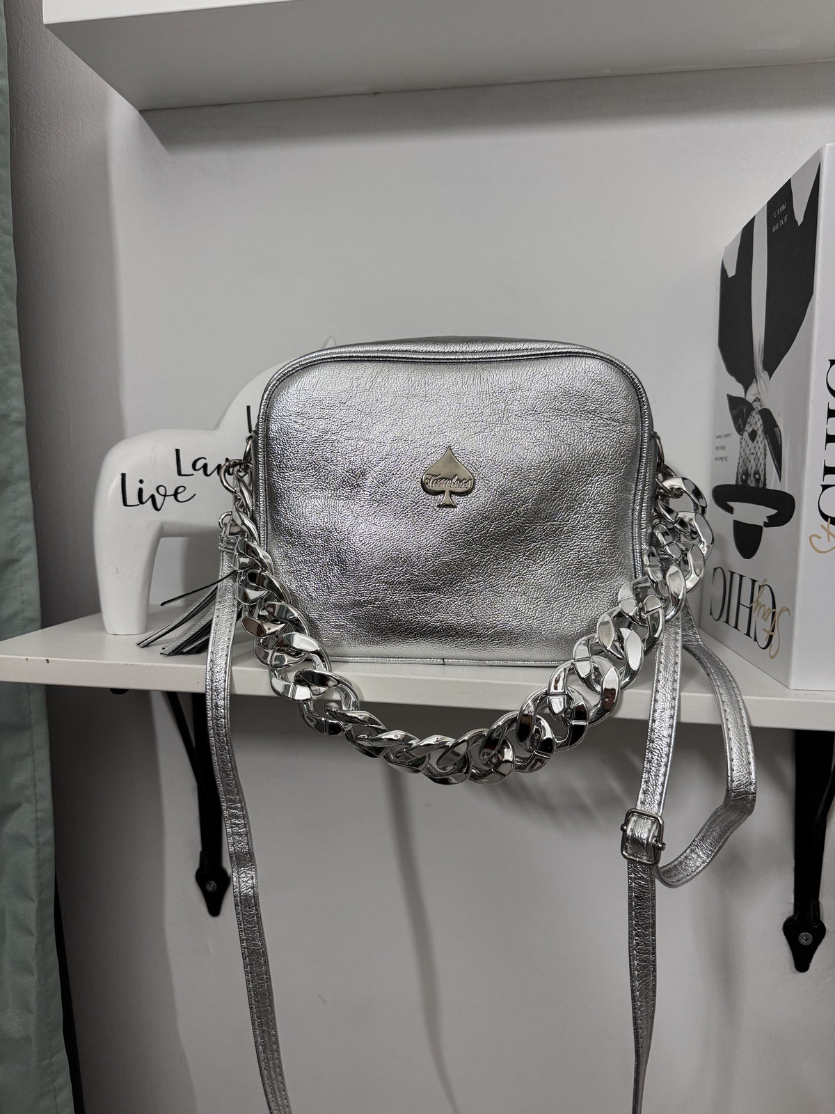 Borsa Tracolla Argento Modello Soap – Eleganza Shiny e Dettagli Trendy