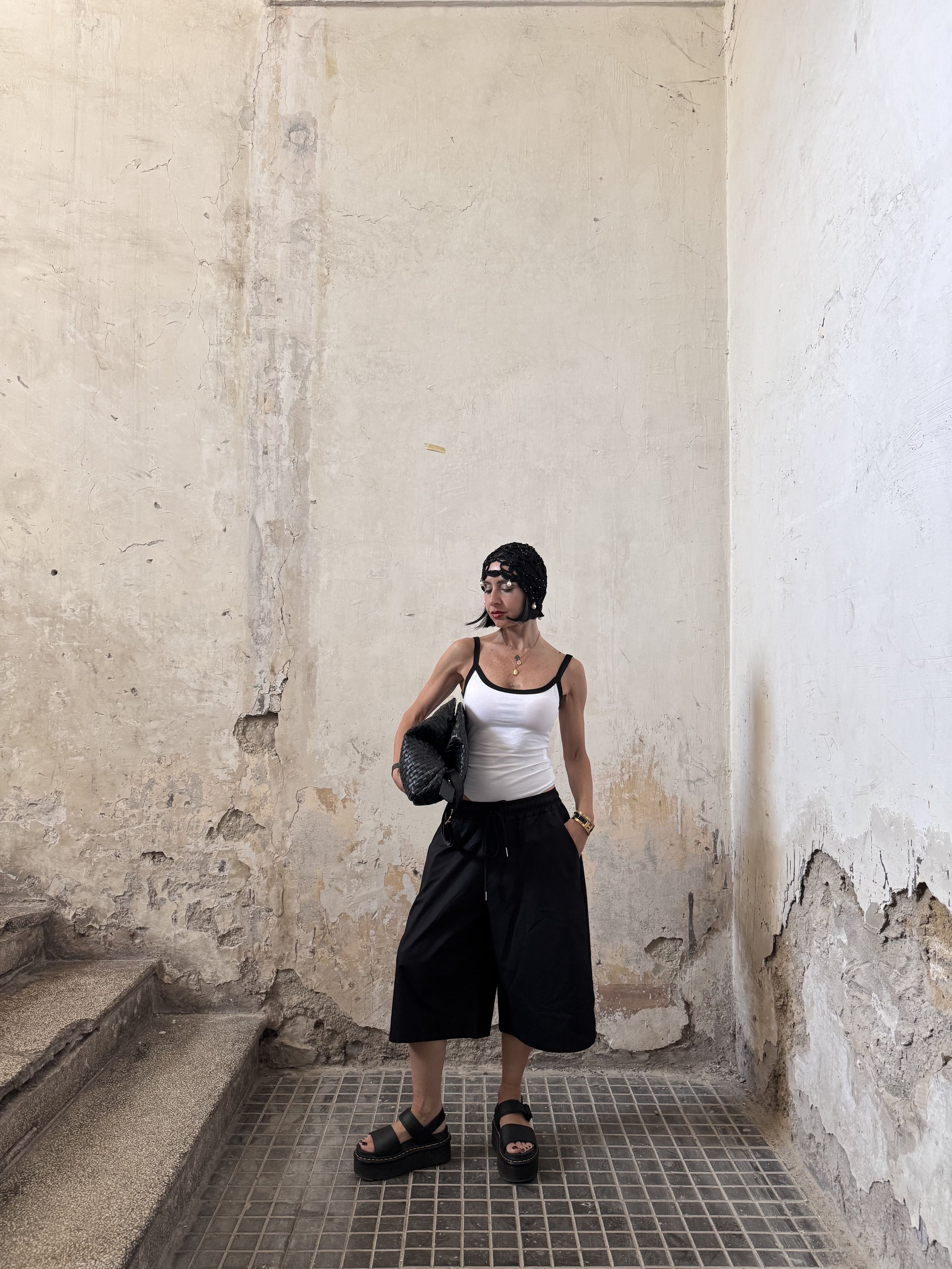 Bermuda Lunghi Donna "Jorts" Just West in Leggero Cotone con Elastico e Coulisse