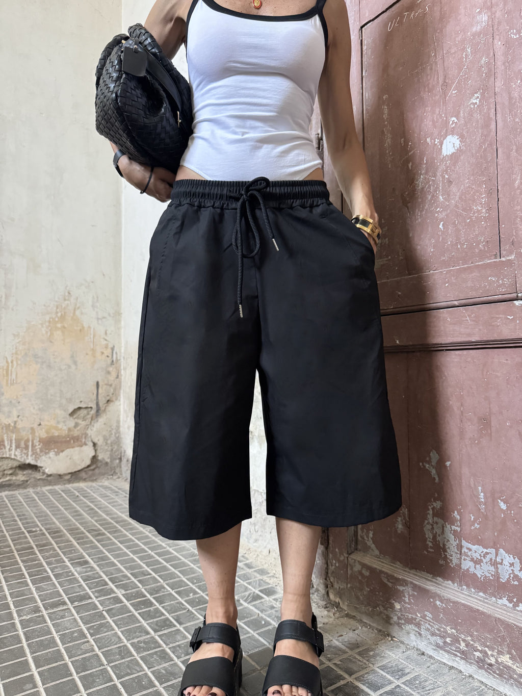 Bermuda Lunghi Donna "Jorts" Just West in Leggero Cotone con Elastico e Coulisse