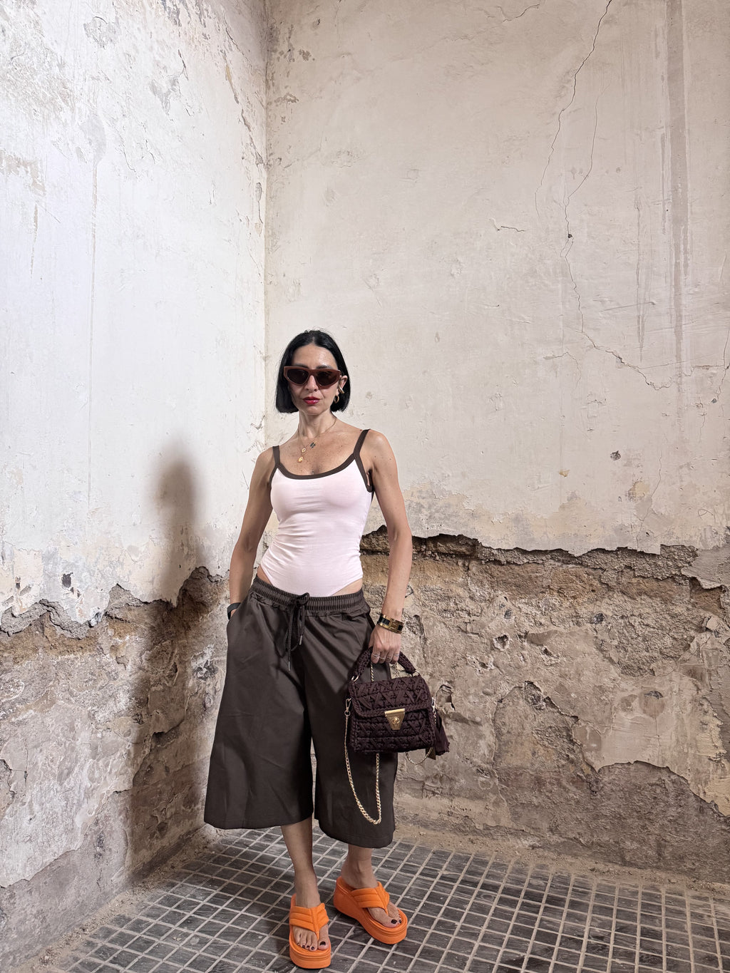 Bermuda Lunghi Donna "Jorts" Just West in Leggero Cotone con Elastico e Coulisse