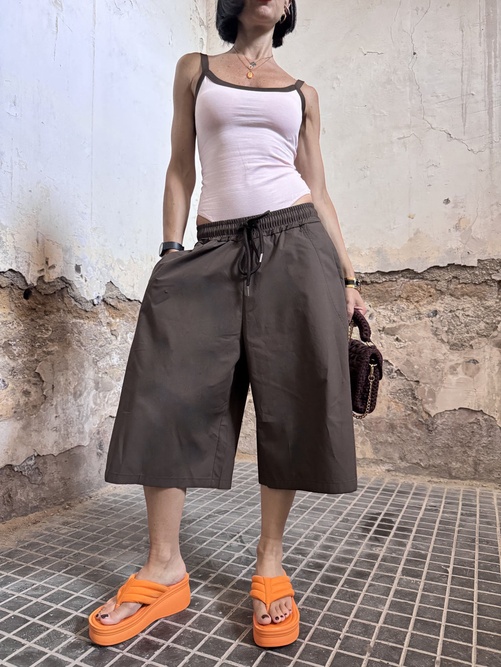 Bermuda Lunghi Donna "Jorts" Just West in Leggero Cotone con Elastico e Coulisse