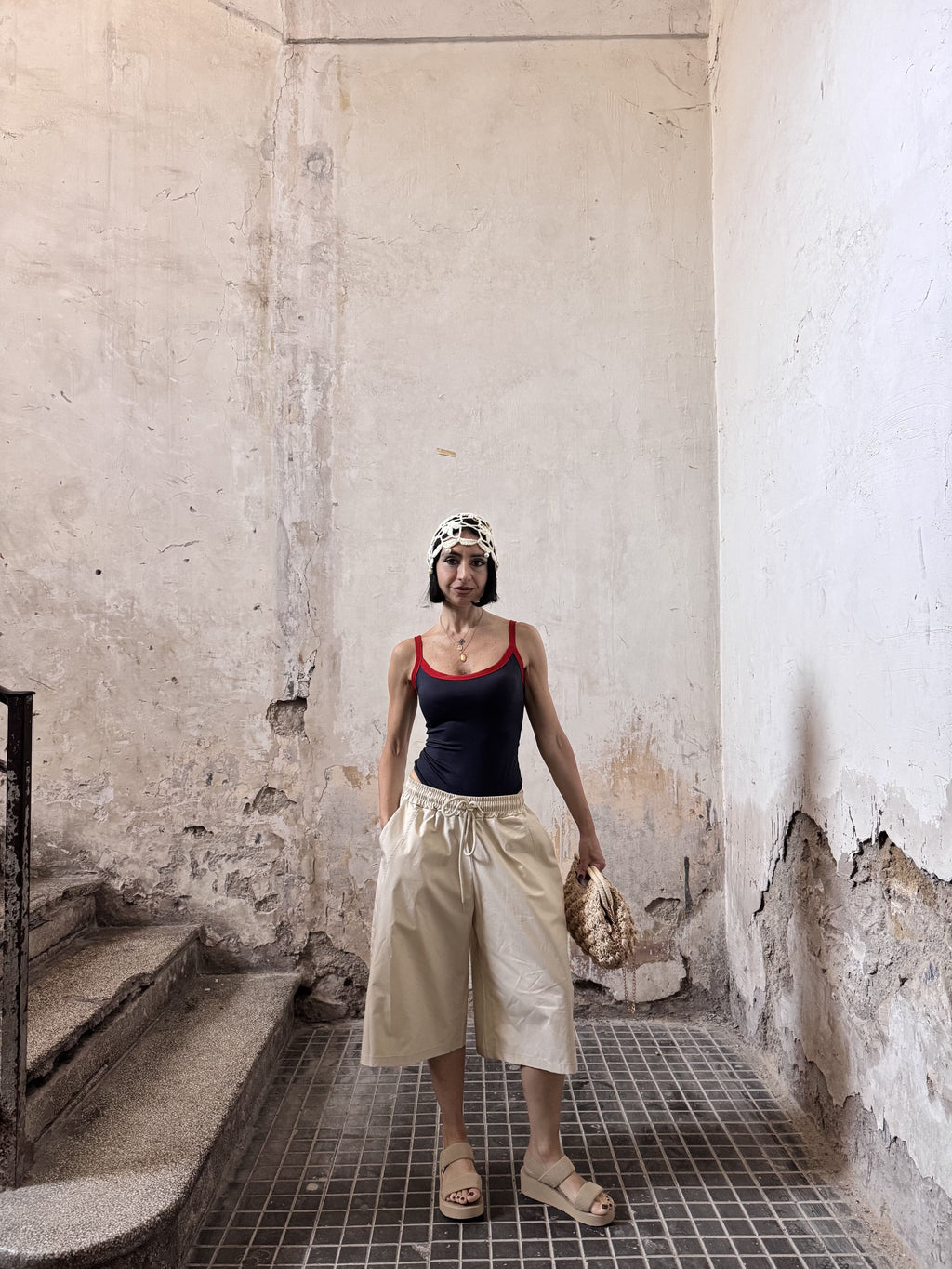 Bermuda Lunghi Donna "Jorts" Just West in Leggero Cotone con Elastico e Coulisse