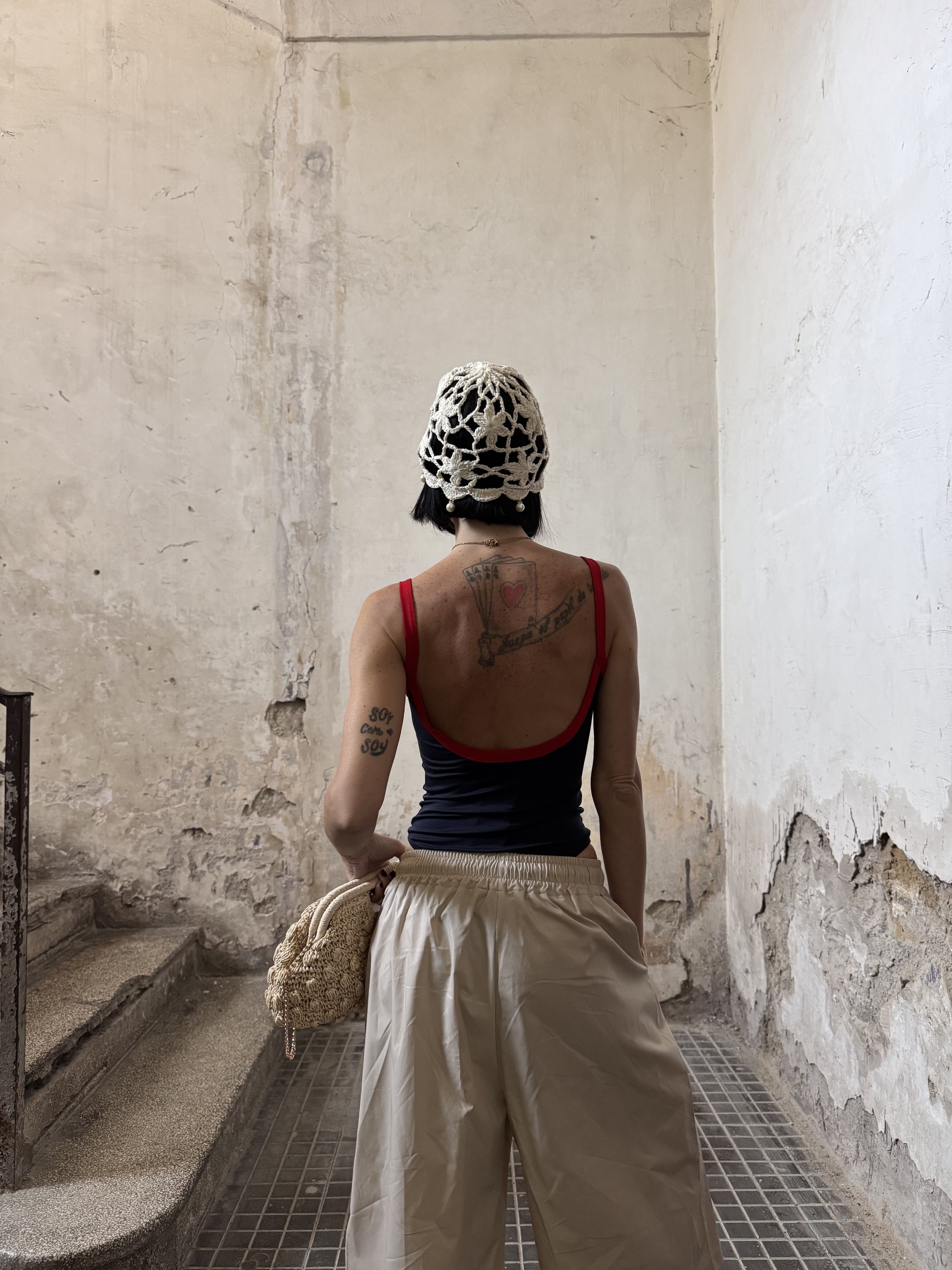 Body Donna Bicolore Just West in Pregiato Lyocell con Scollo Profondo sulla Schiena
