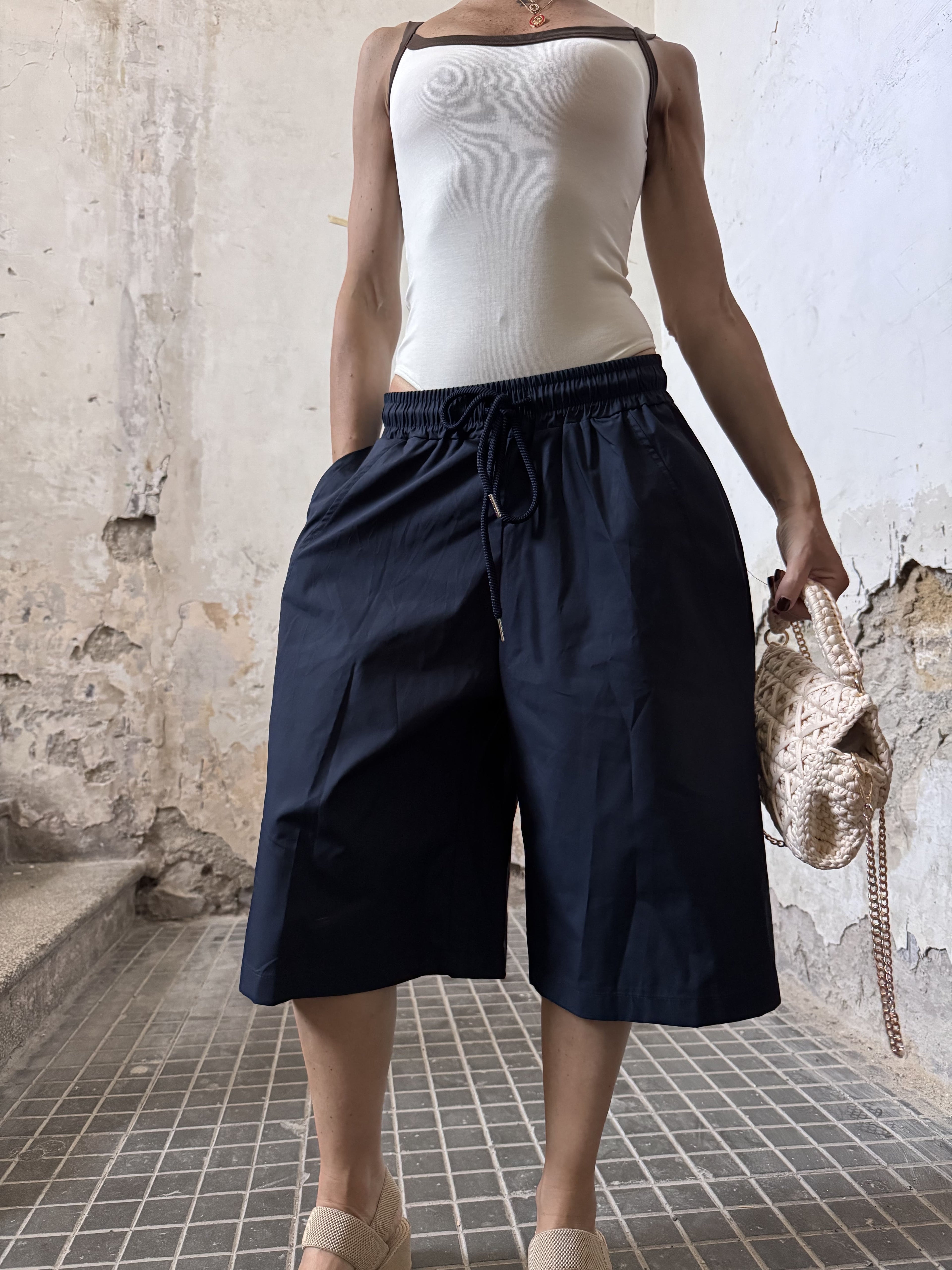 Bermuda Lunghi Donna "Jorts" Just West in Leggero Cotone con Elastico e Coulisse