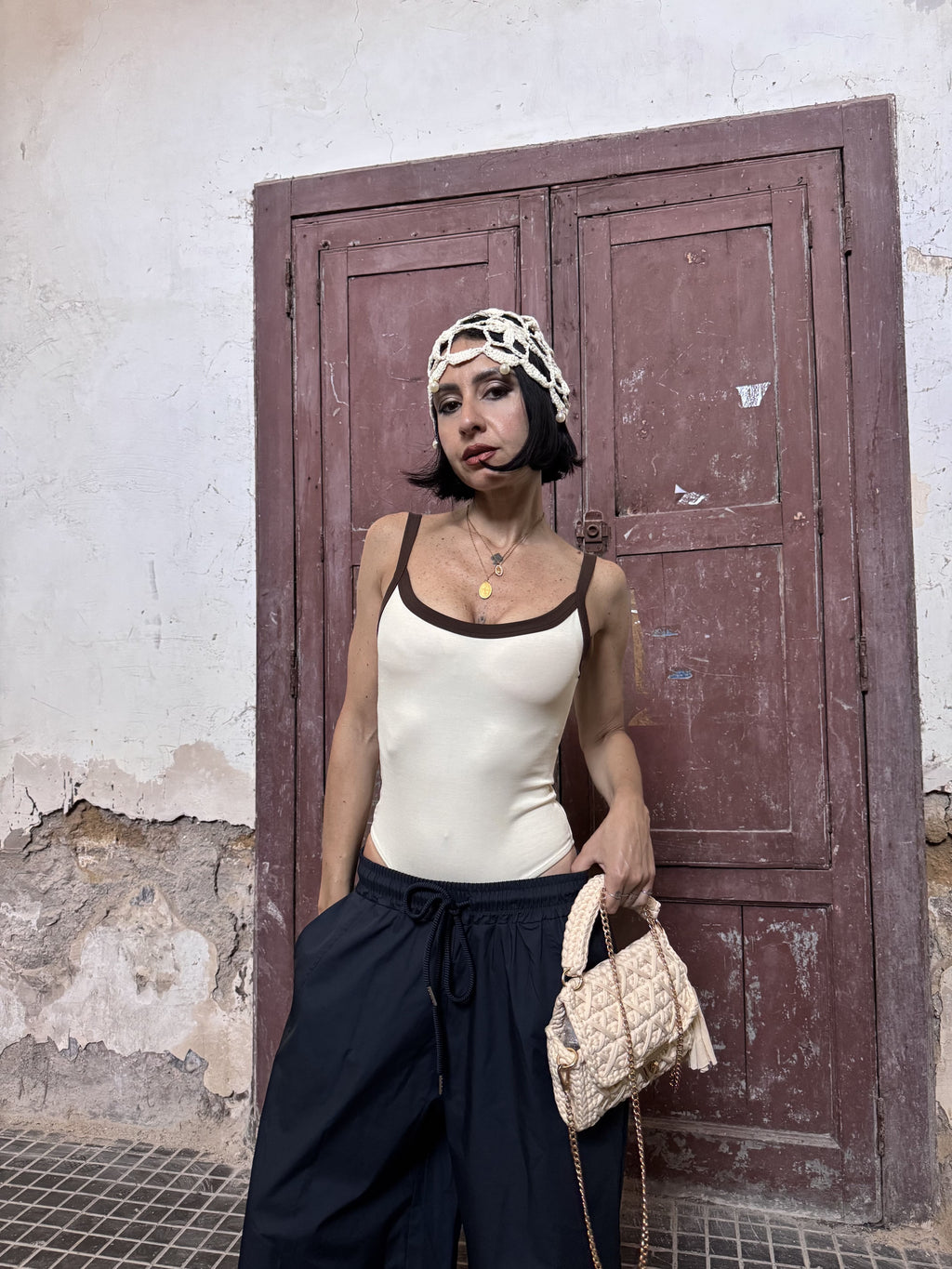Body Donna Bicolore Just West in Pregiato Lyocell con Scollo Profondo sulla Schiena
