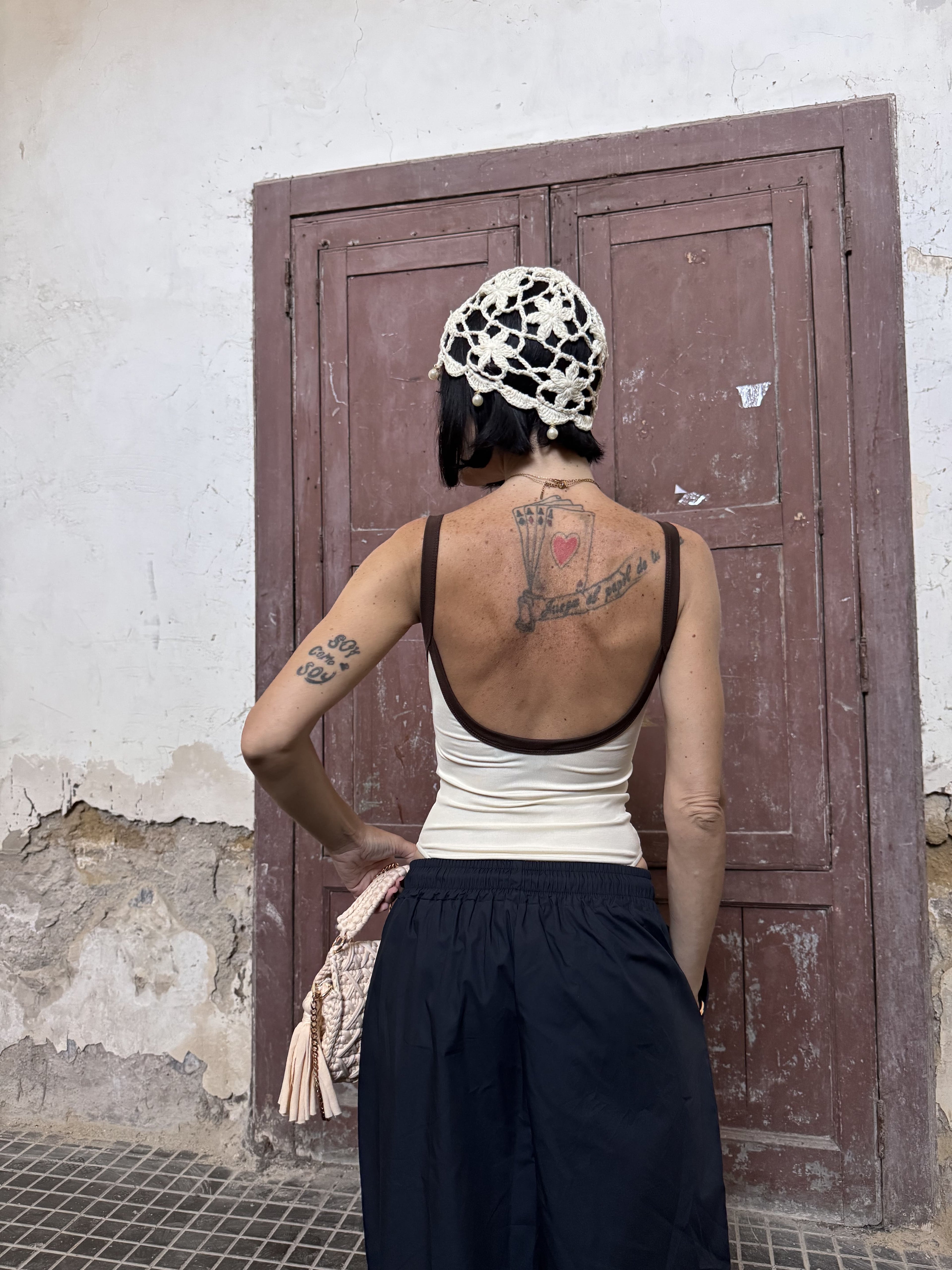 Body Donna Bicolore Just West in Pregiato Lyocell con Scollo Profondo sulla Schiena