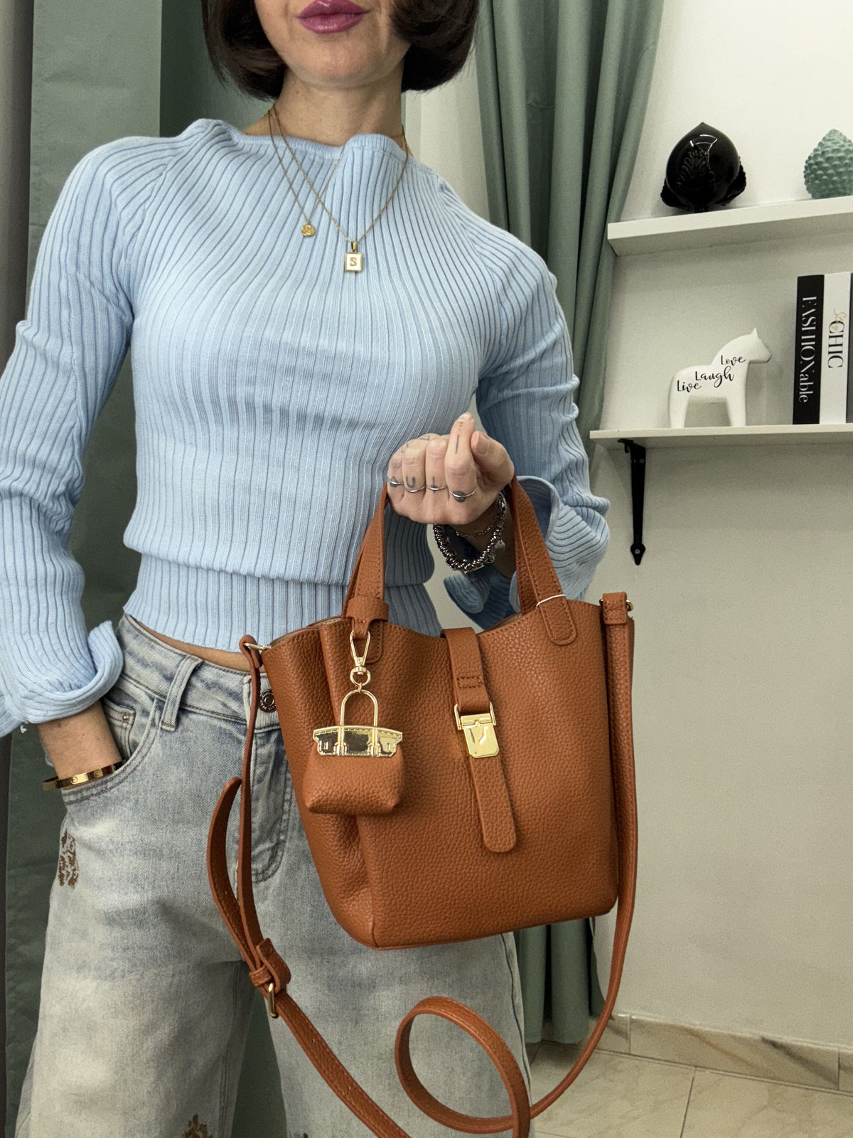 Borsa a Mano Donna “Mamma e Figlia” con Charm – Media Misura