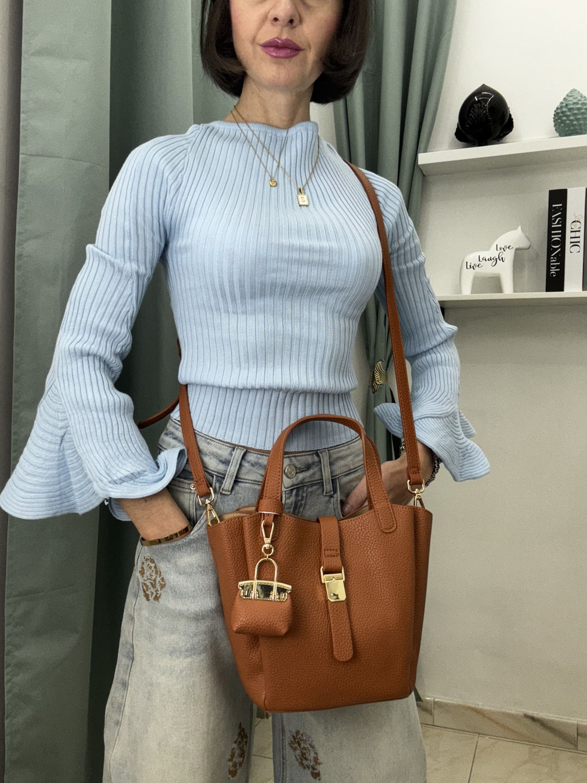 Borsa a Mano Donna “Mamma e Figlia” con Charm – Media Misura