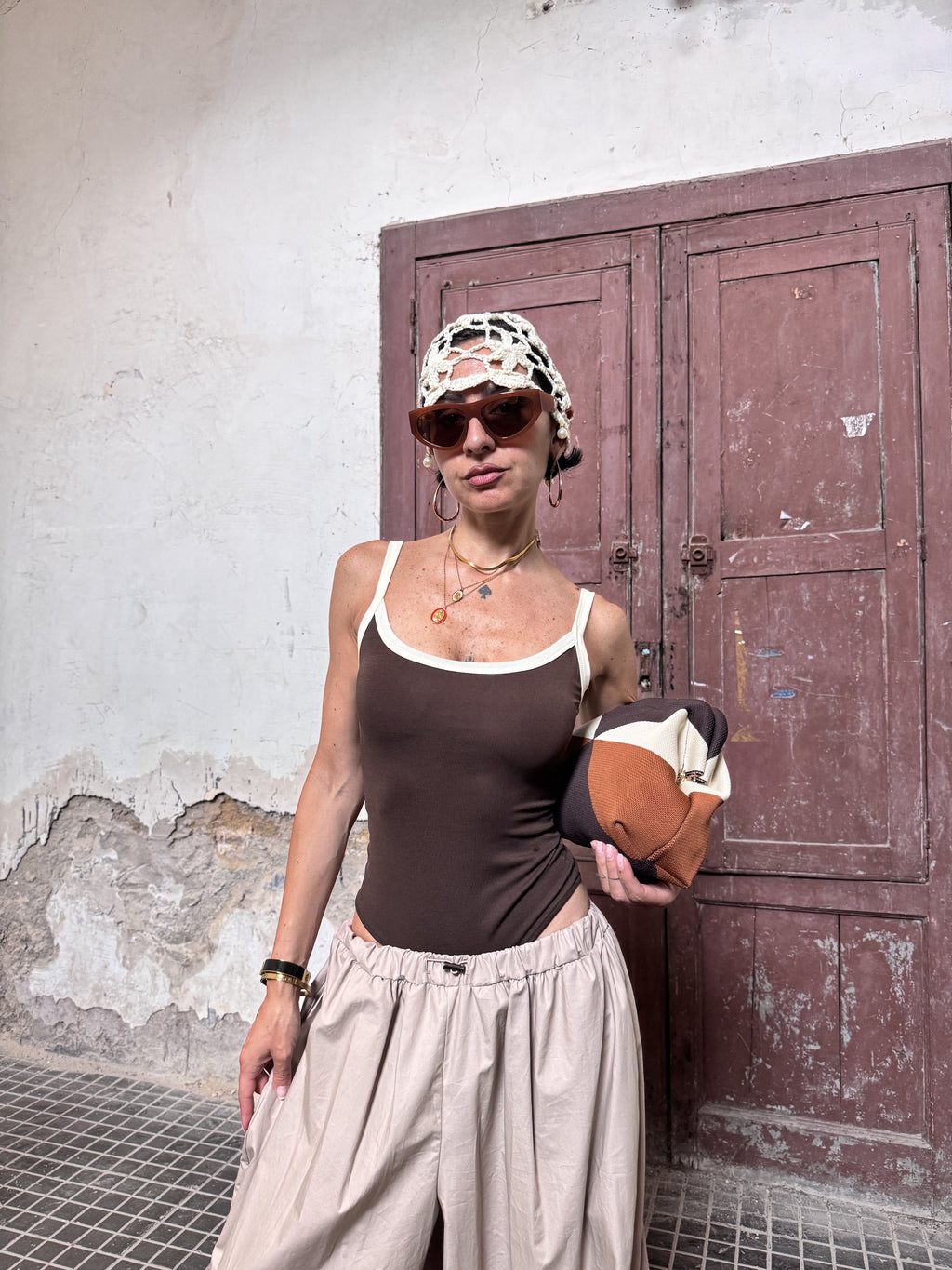 Body Donna Bicolore Just West in Pregiato Lyocell con Scollo Profondo sulla Schiena