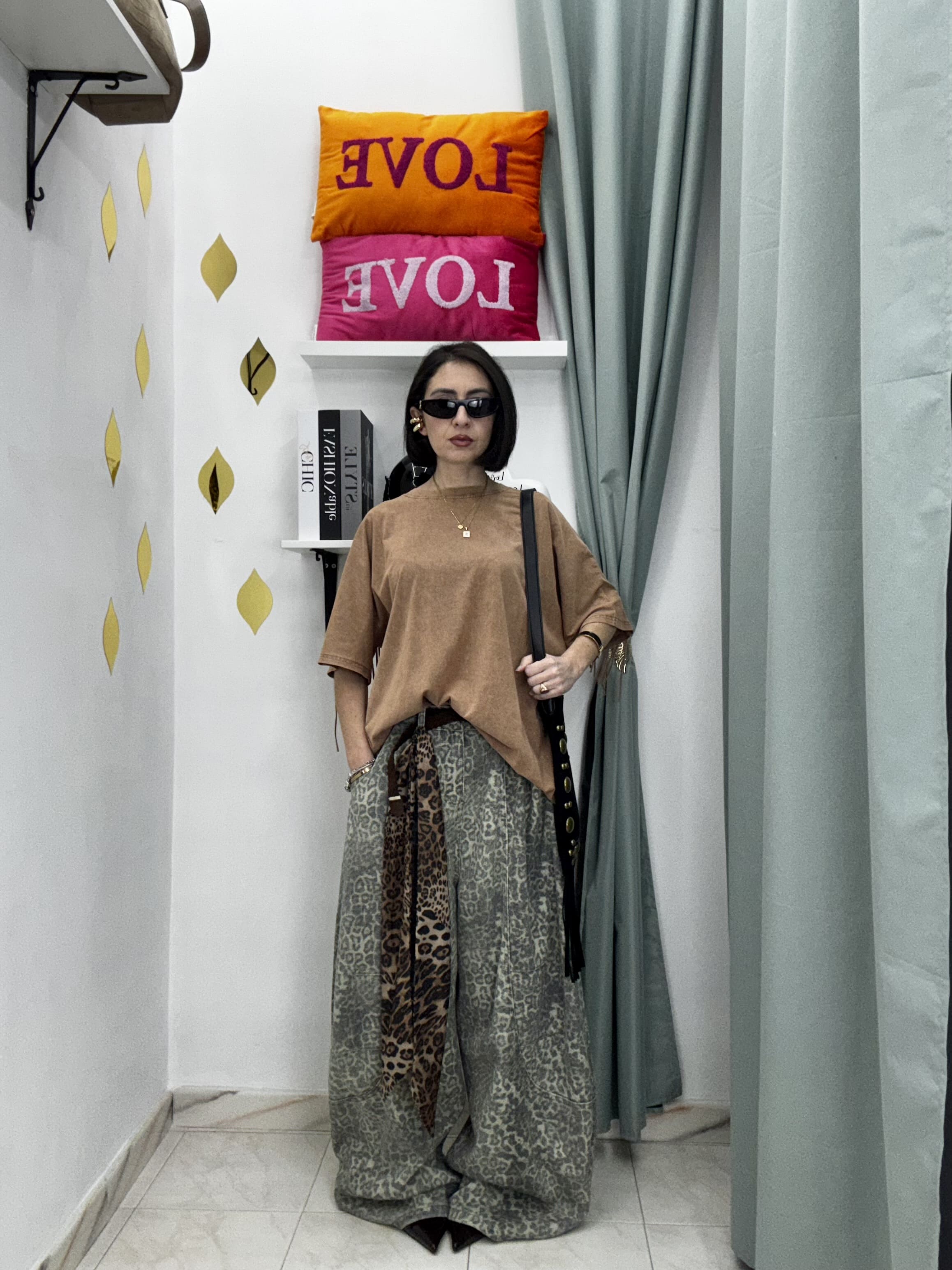 Maglia Donna Mezza Manica con Frange – Cotone Effetto Slavato | Taglia Unica oversize (Copia)