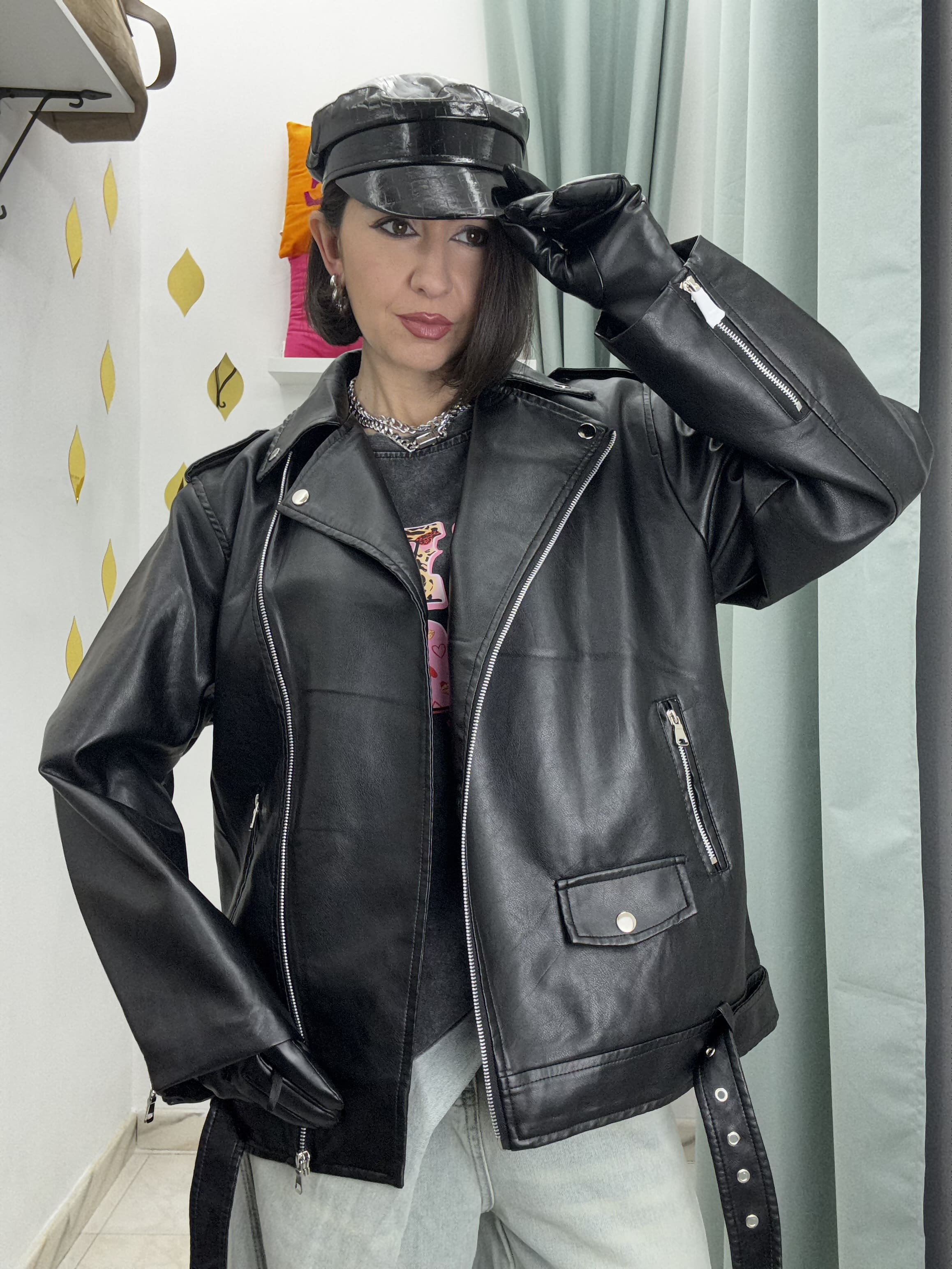 Giubbino Chiodo Donna in Similpelle  – Comfy Fit, Top Quality (guida alle taglie in dettagli)