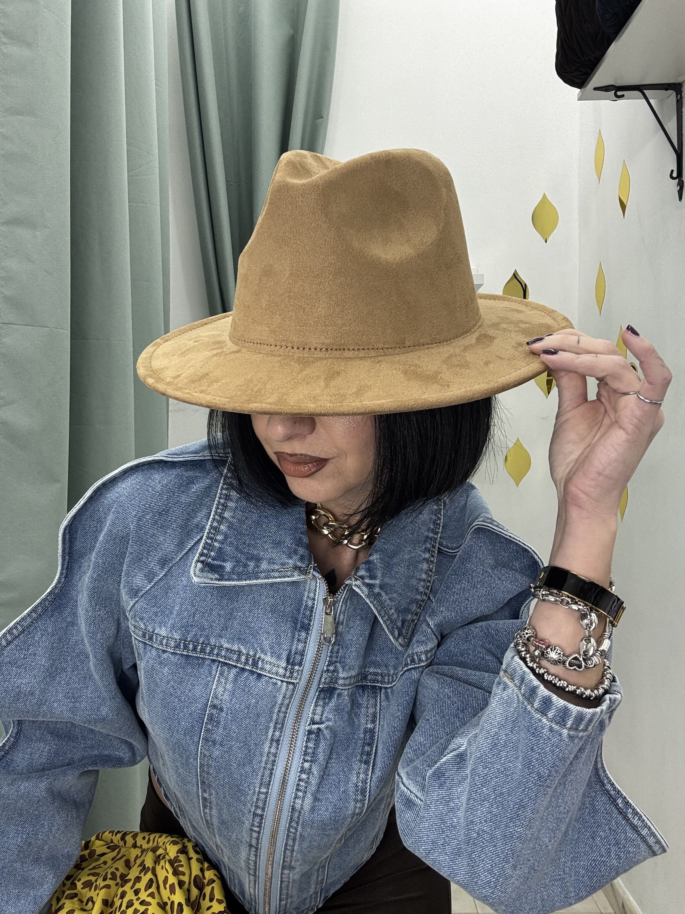 Cappello Fedora Jazz Unisex in Simil Camoscio – Colore Cammello