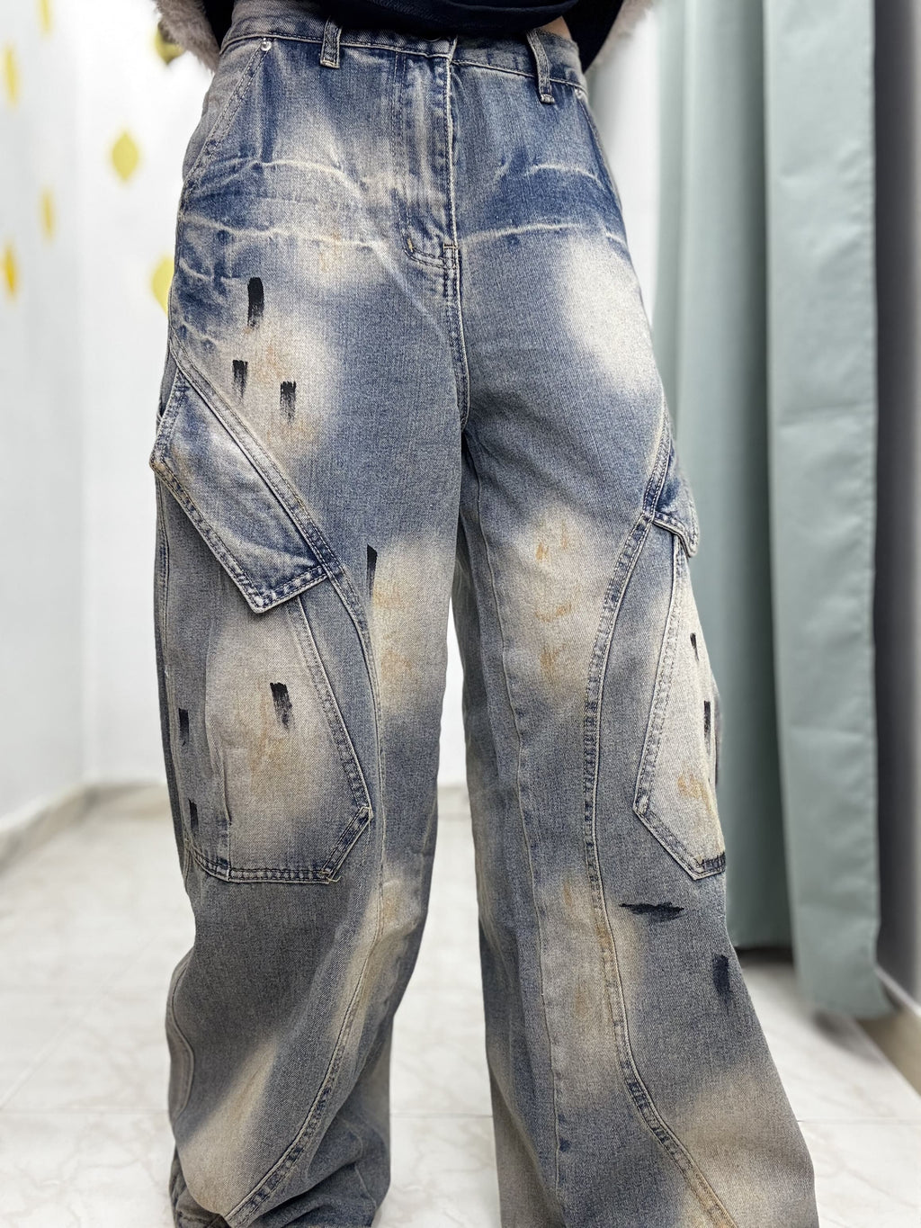 Pantalone Donna in Denim Casual Multicolor – Modello Ballon Sabbiato (guida alle taglie nei dettagli)