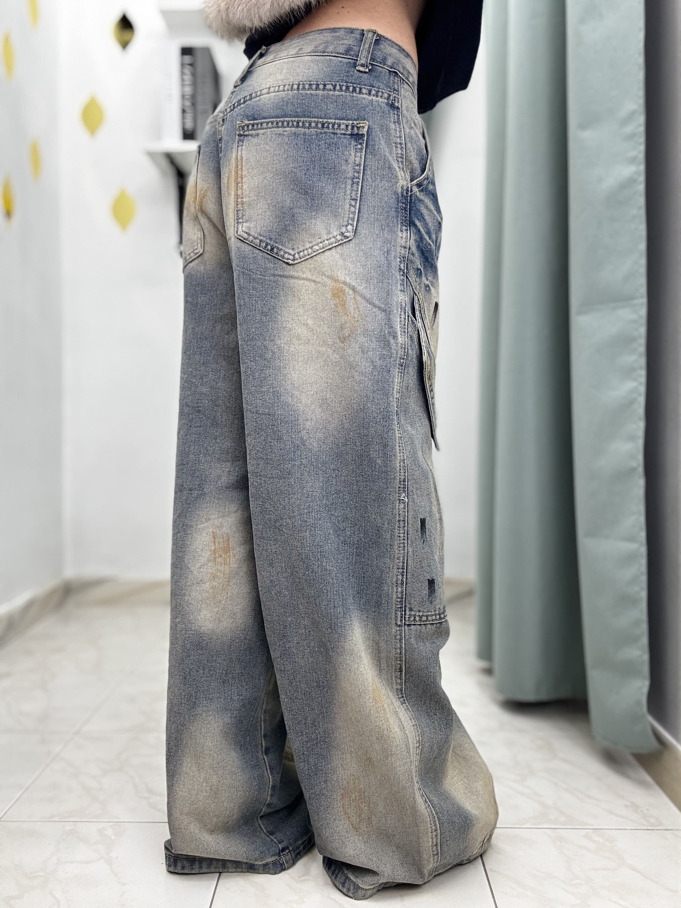 Pantalone Donna in Denim Casual Multicolor – Modello Ballon Sabbiato (guida alle taglie nei dettagli)