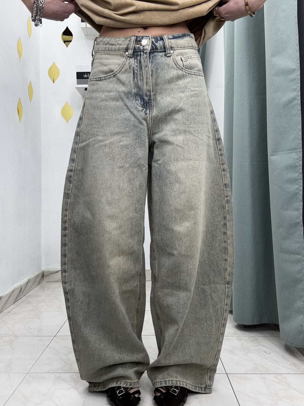 Pantalone in Denim Balloon  Blu Sabbiato non elasticizzato (guida alle taglie nei dettagli)