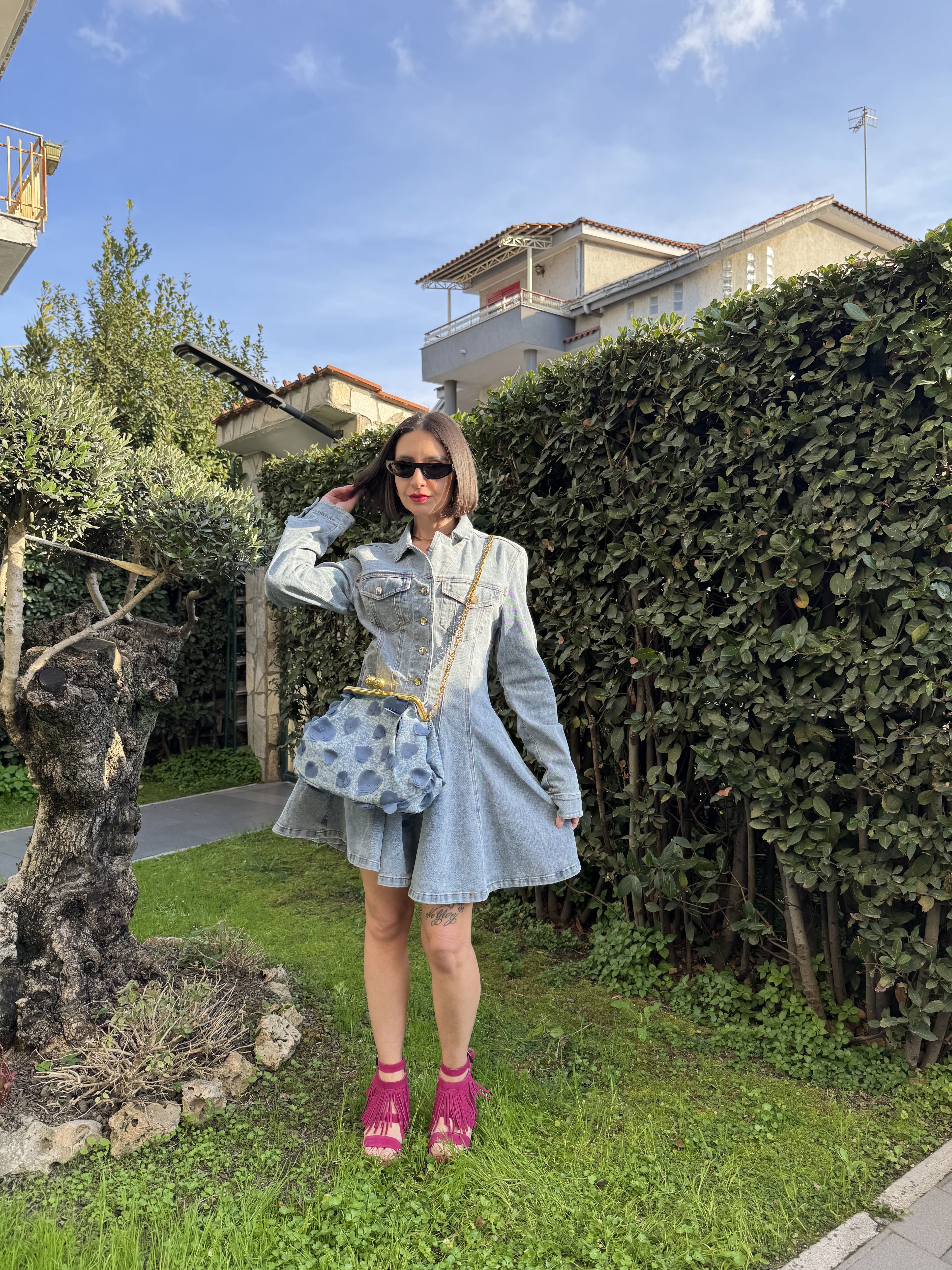 Vestito in denim con bottoni