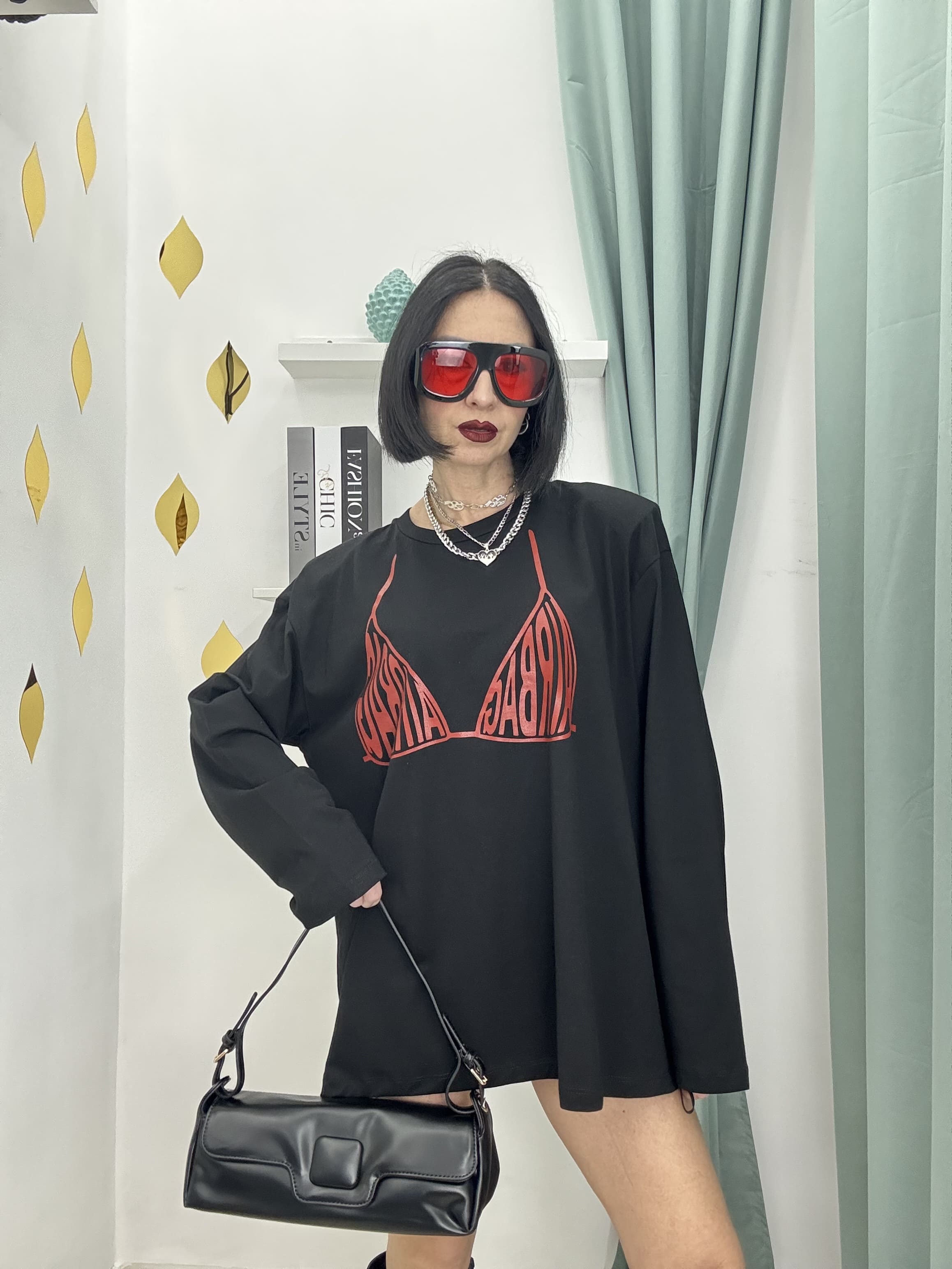 Maglia Long Sleeve Donna in Cotone 100% “AIRBAG” – Oversize Fit | Just West