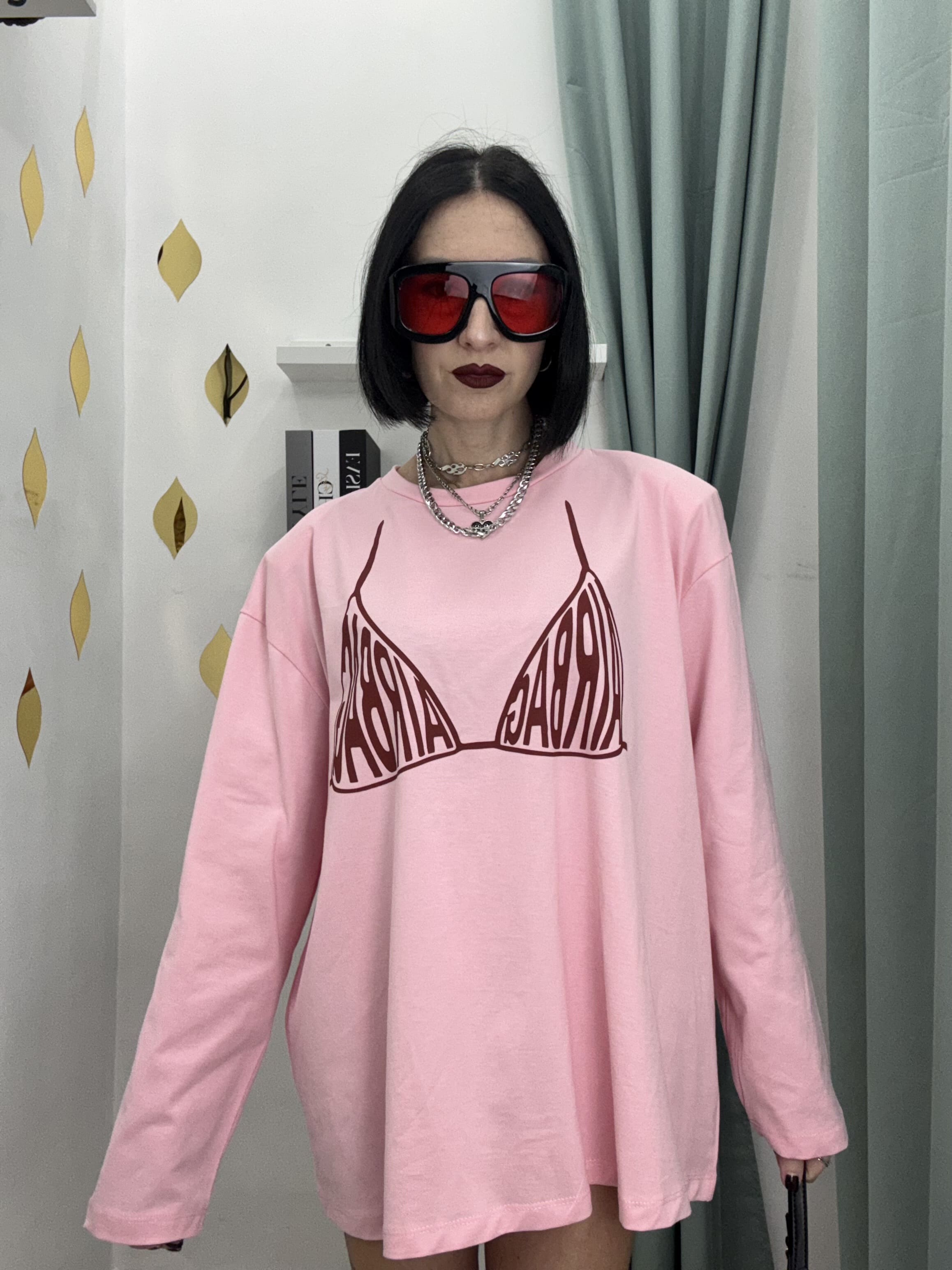 Maglia Long Sleeve Donna in Cotone 100% “AIRBAG” – Oversize Fit | Just West